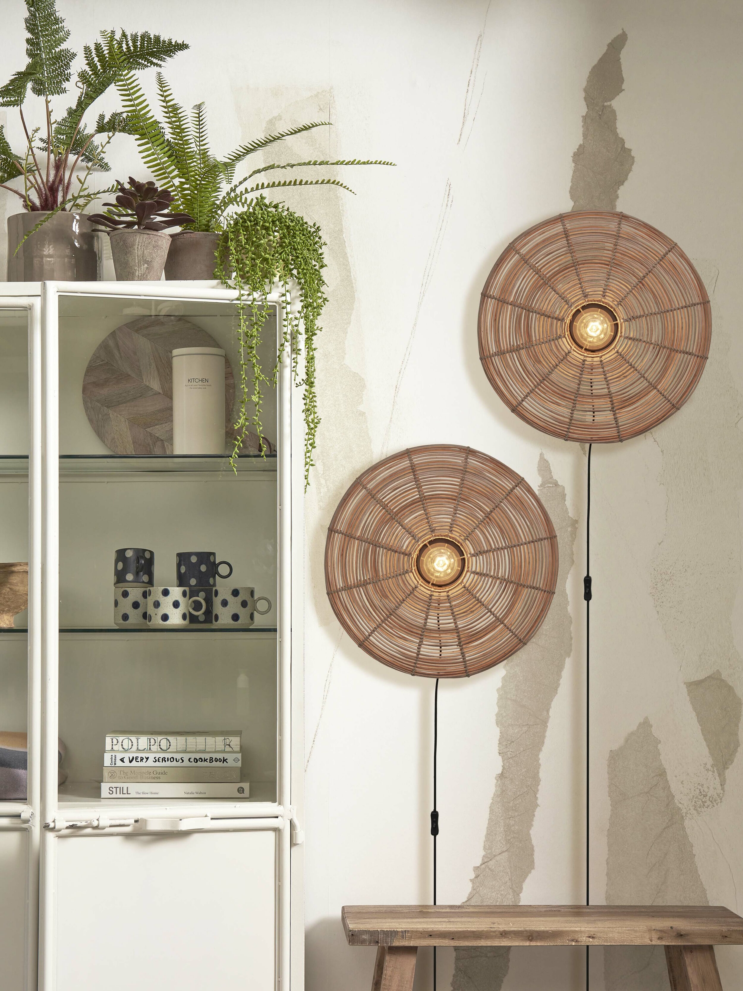 GOOD&MOJO Wandlamp 'Tanami' Rotan, 55cm, kleur Naturel