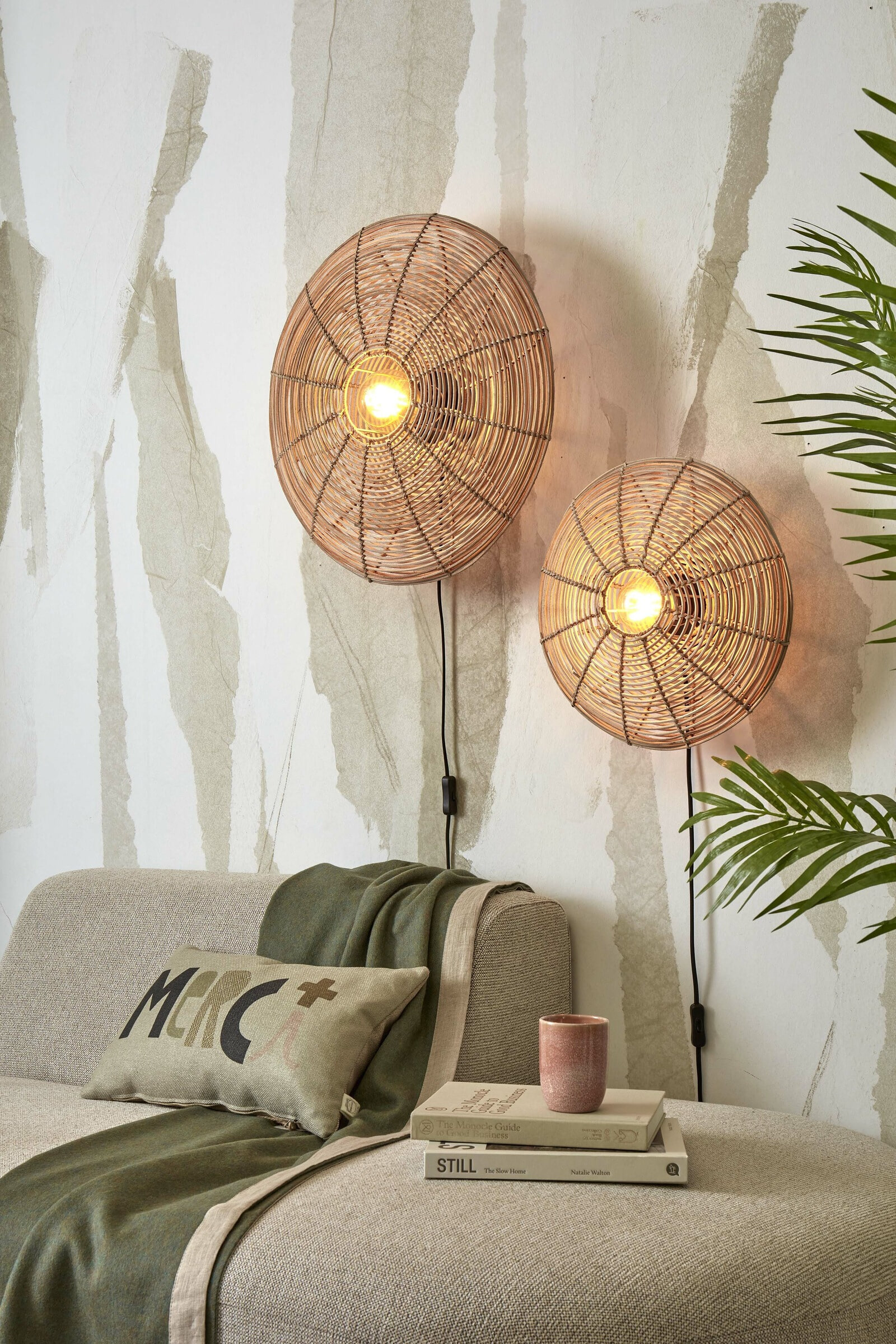 GOOD&MOJO Wandlamp 'Tanami' Rotan, 55cm, kleur Naturel