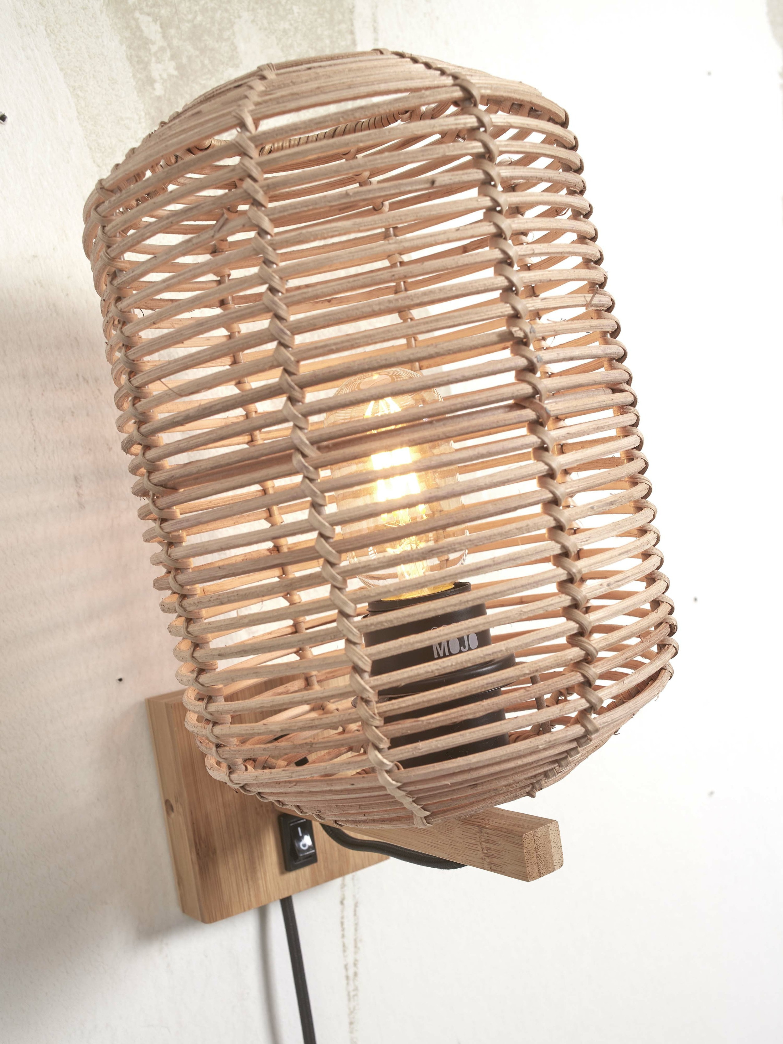 GOOD&MOJO Wandlamp 'Tanami' Rotan, 18cm, kleur Naturel