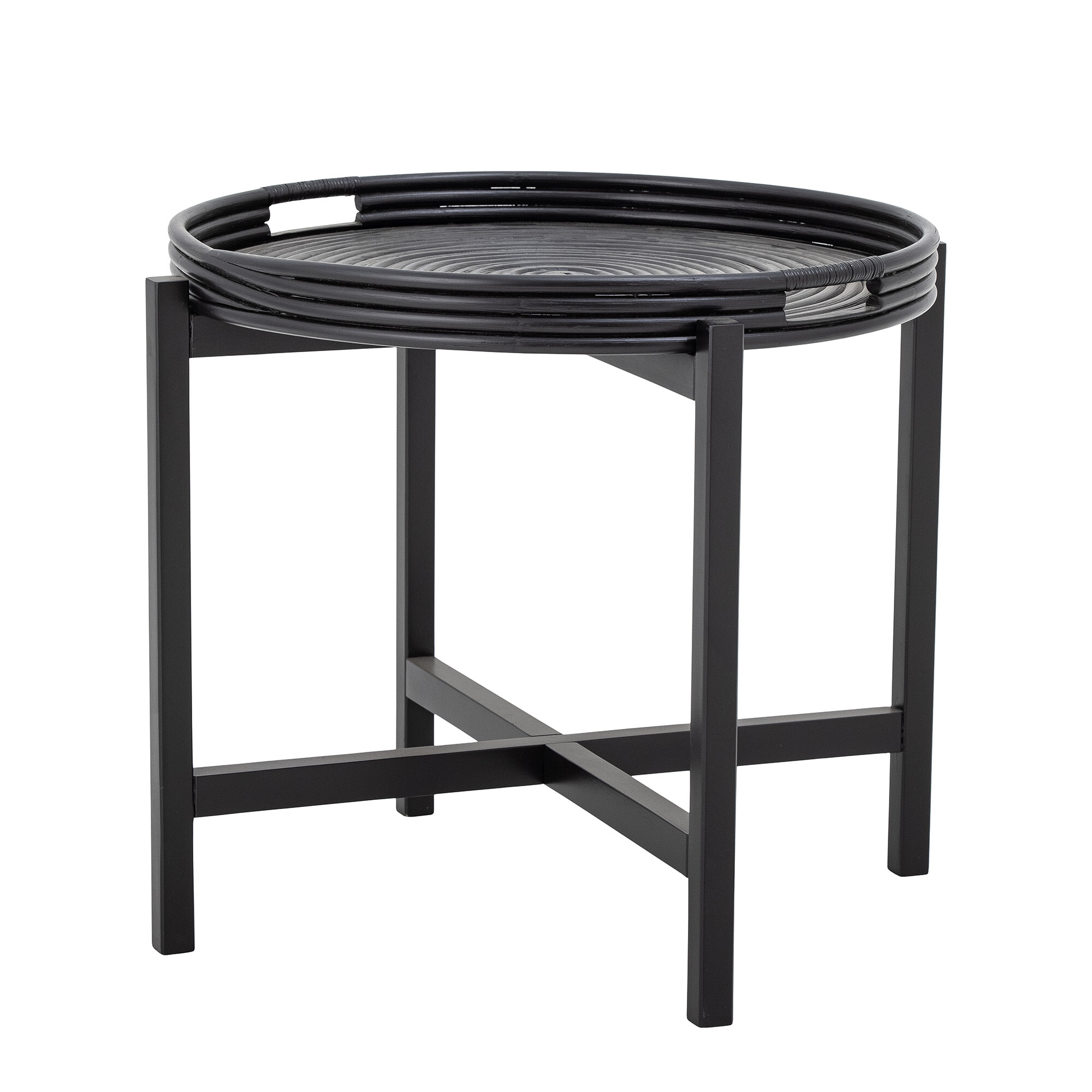 Bloomingville Ronde Bijzettafel Milli Rotan 60cm - Zwart