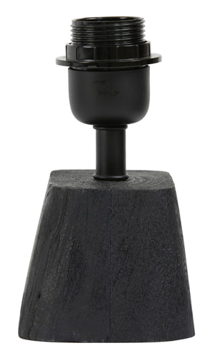 Light & Living Tafellamp 'Kardan' Mangohout, 19cm, kleur Mat Zwart (excl. kap)