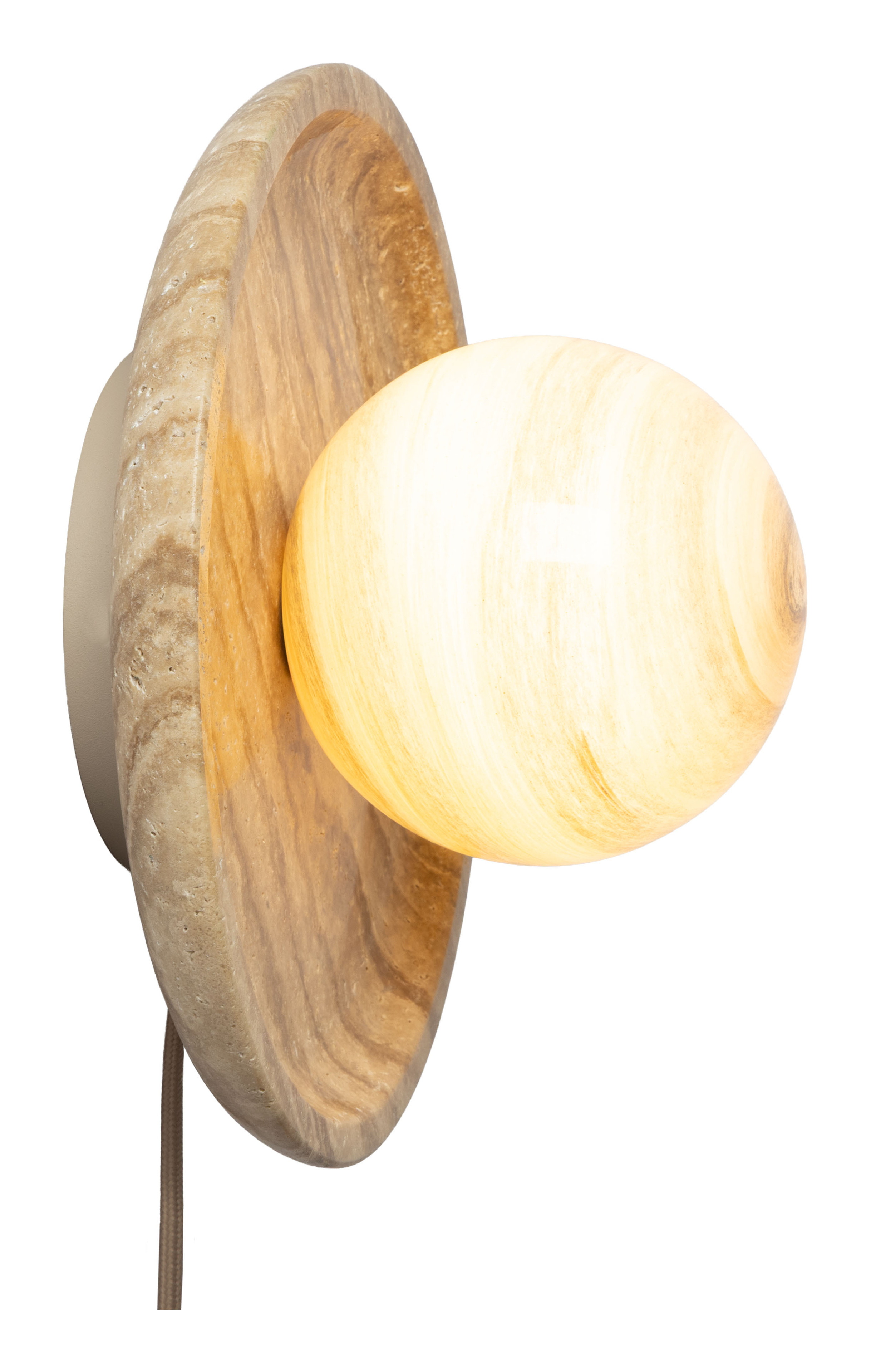 its about RoMi Wand-/plafondlamp Tivoli Travertin & Glas, Ø25cm - Zand