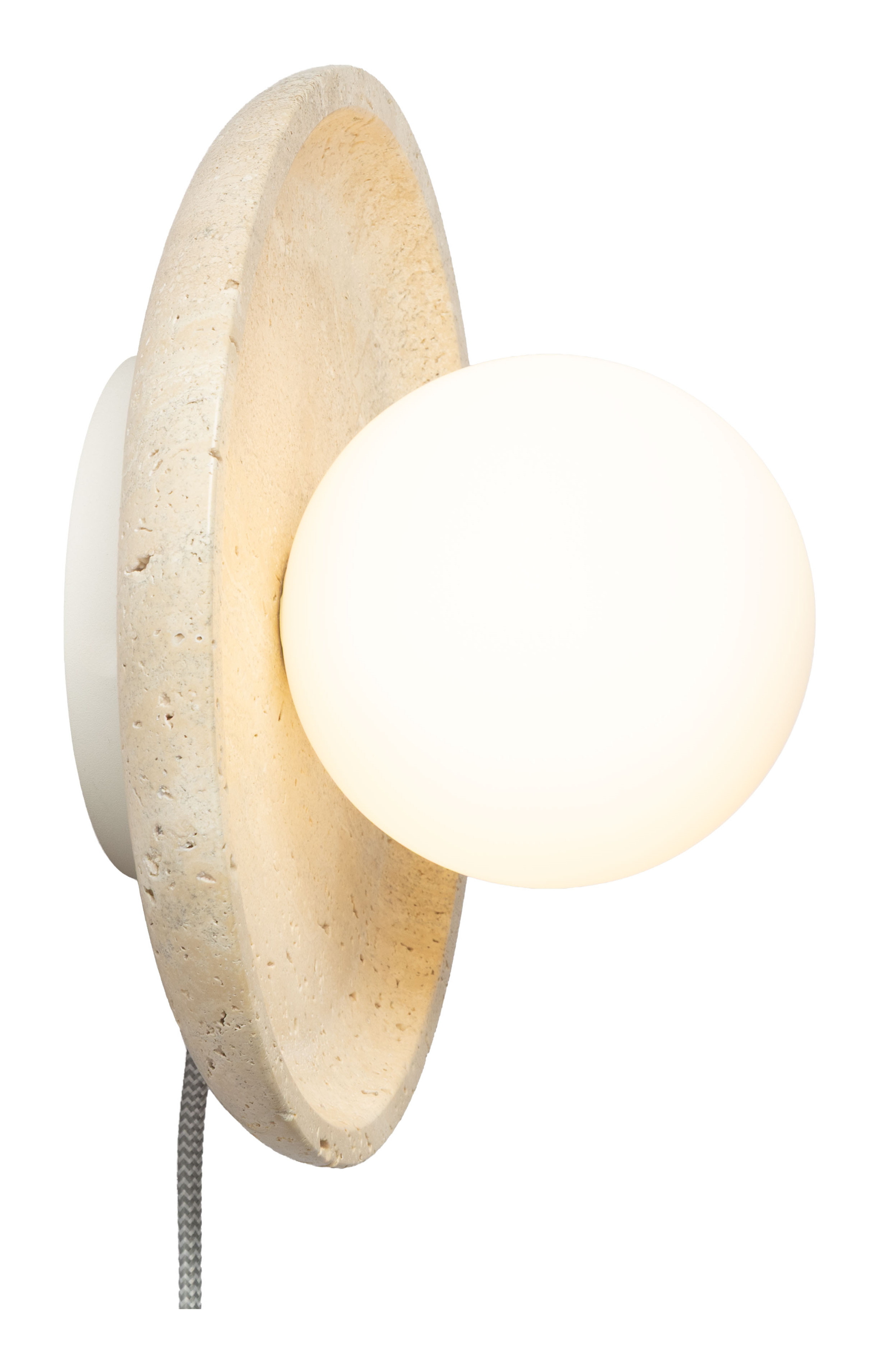 its about RoMi Wand-/plafondlamp Tivoli Travertin & Glas, Ø25cm - Wit
