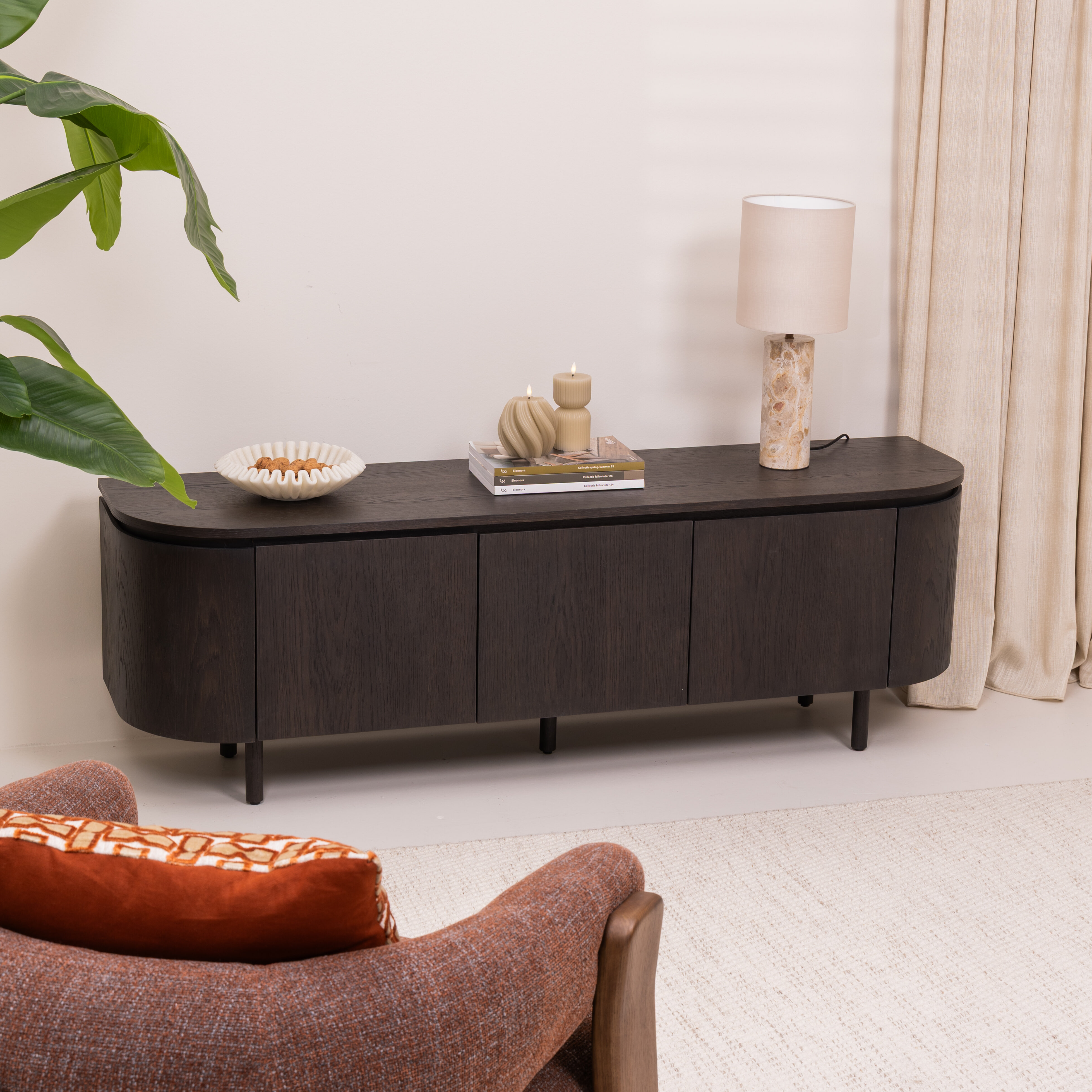 Livingfurn TV-meubel 'Tobago' Eiken, 210cm, kleur Espresso