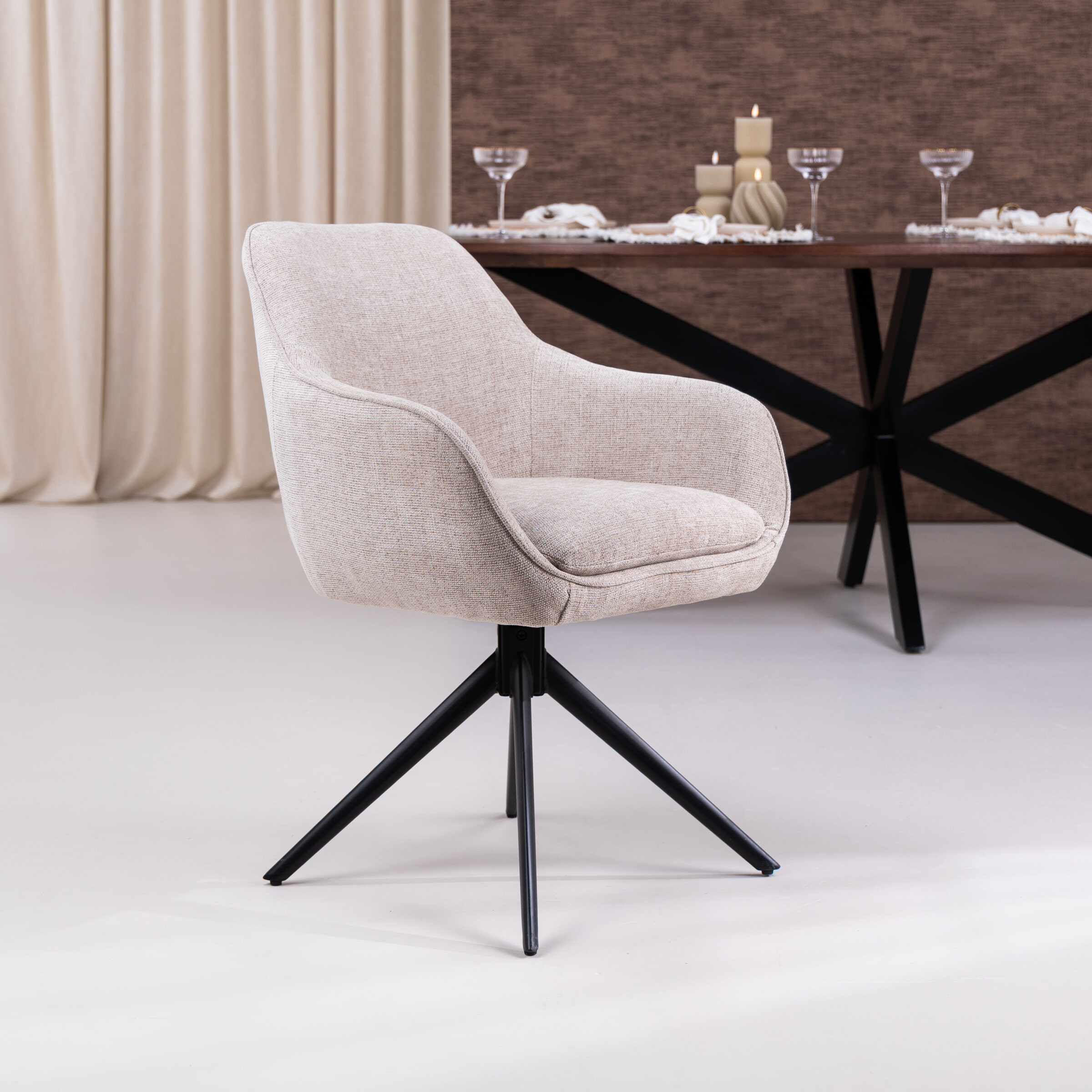 Sohome Draaibare Eetkamerstoel 'Toby' Stof met handgreep