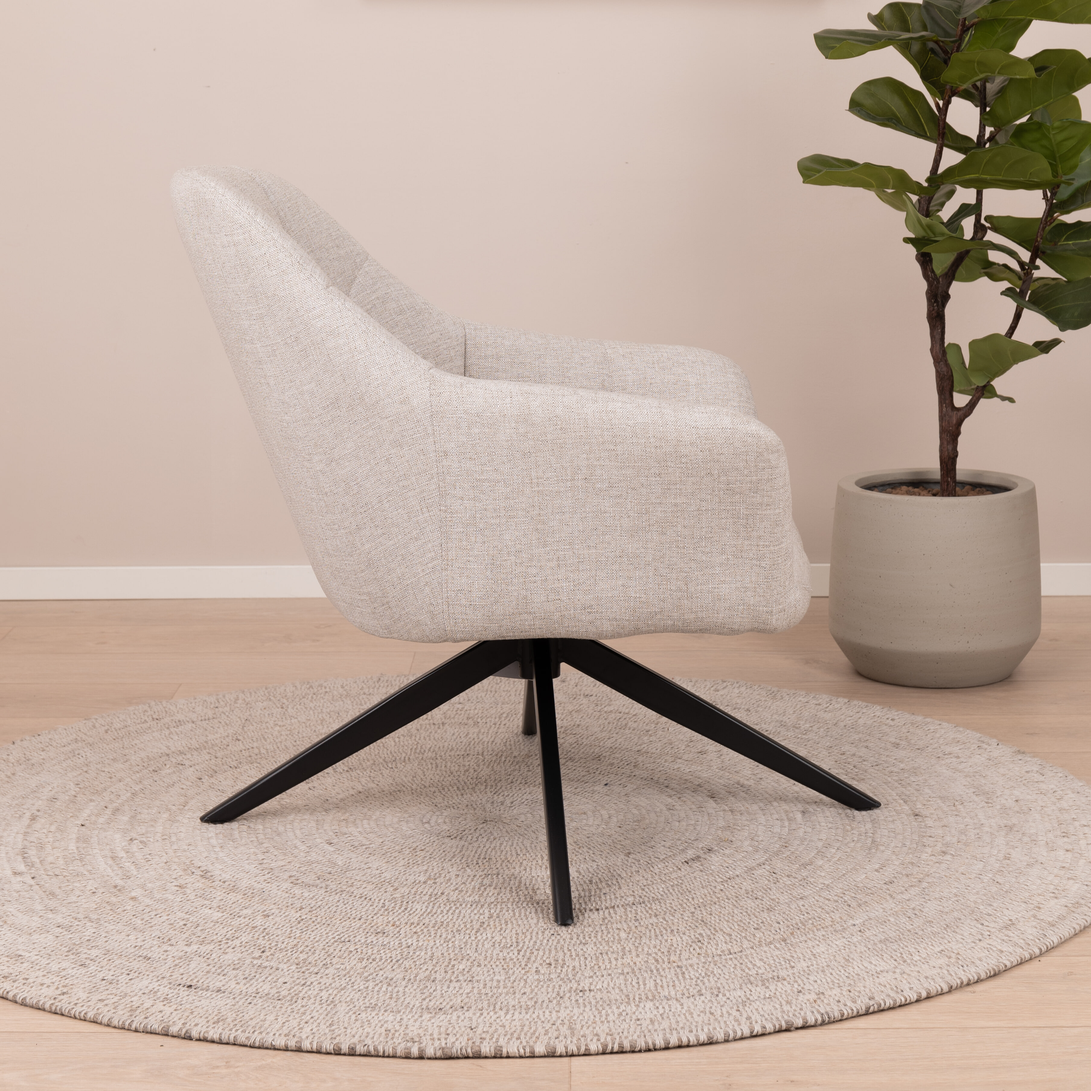 Livingfurn Draaifauteuil 'Tom' kleur Zand