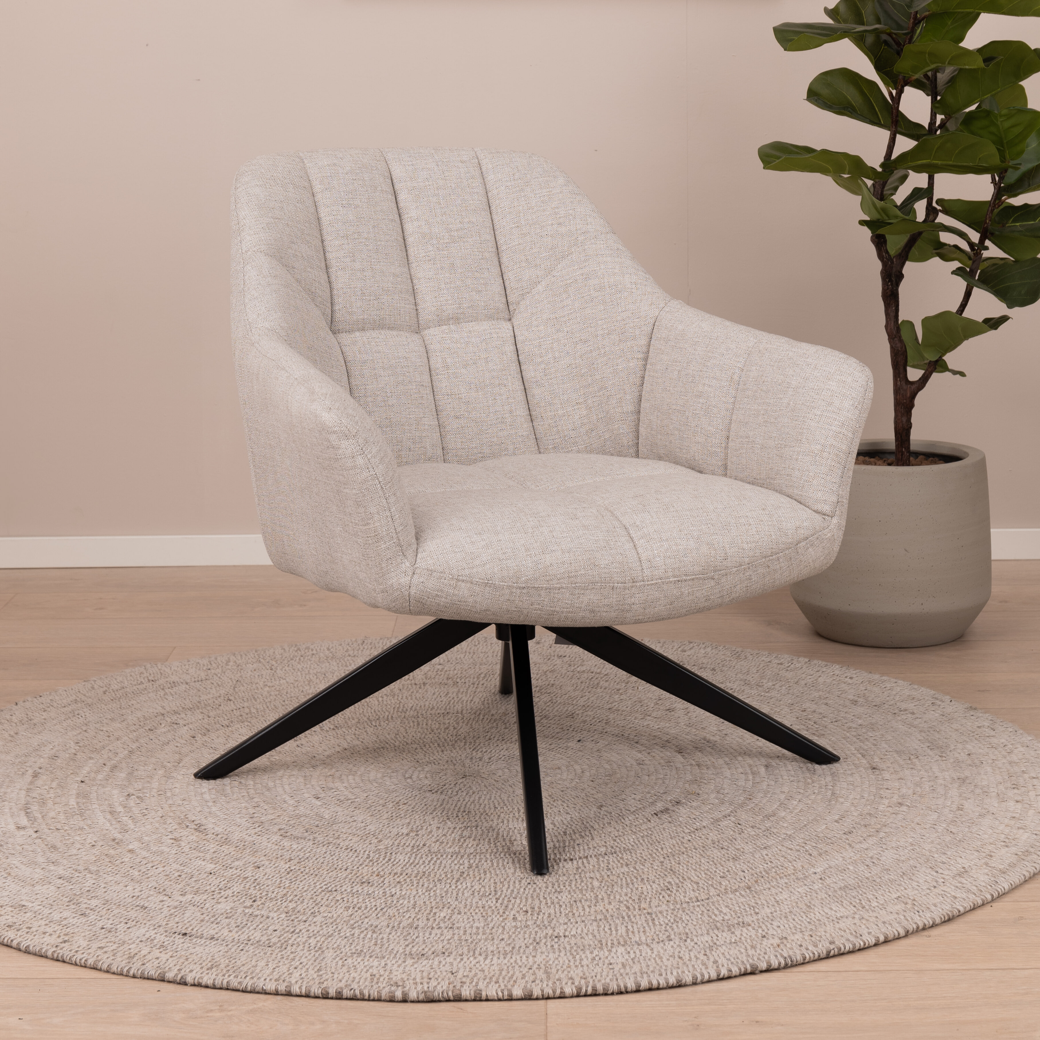 Livingfurn Draaifauteuil 'Tom' kleur Zand