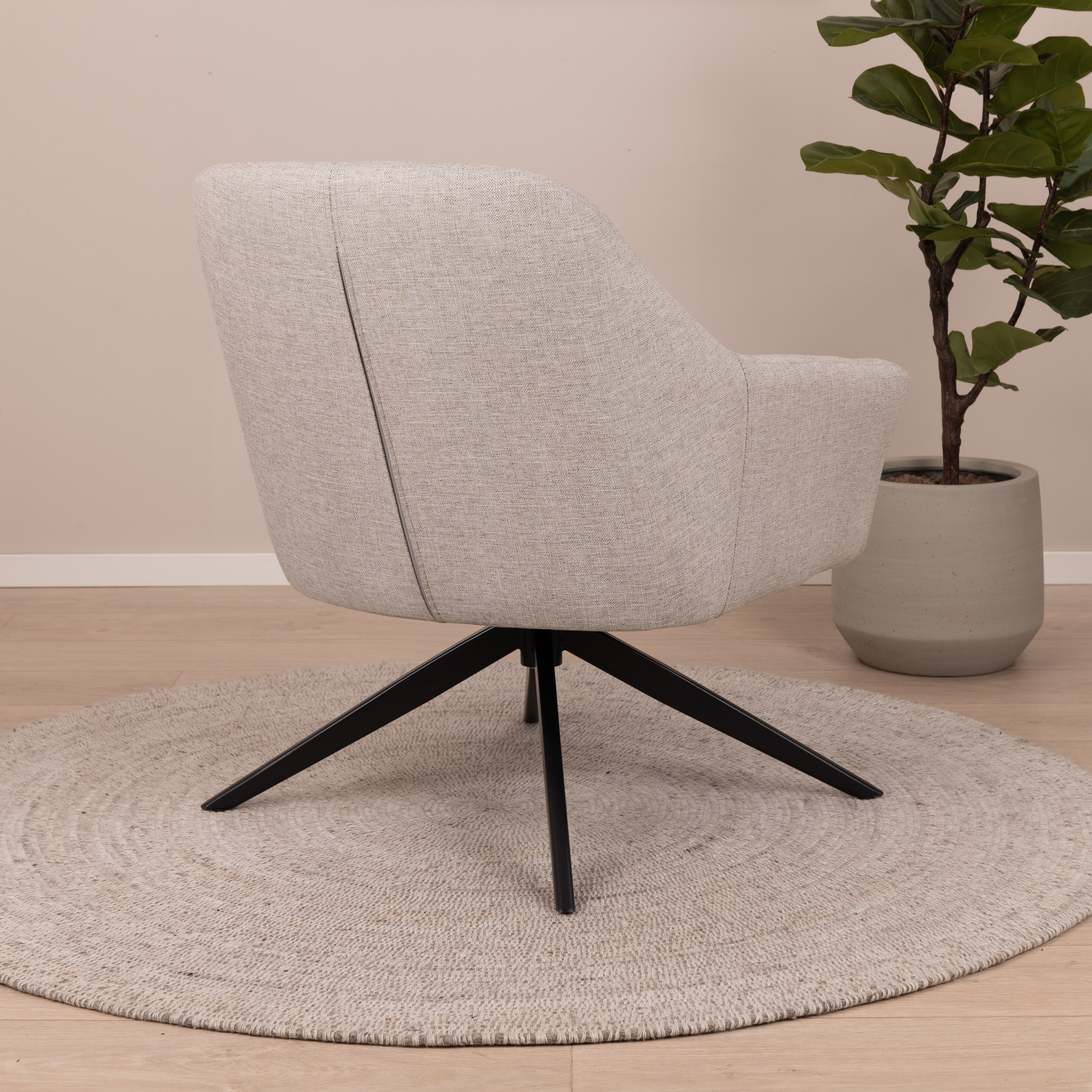 Livingfurn Draaifauteuil 'Tom' kleur Zand