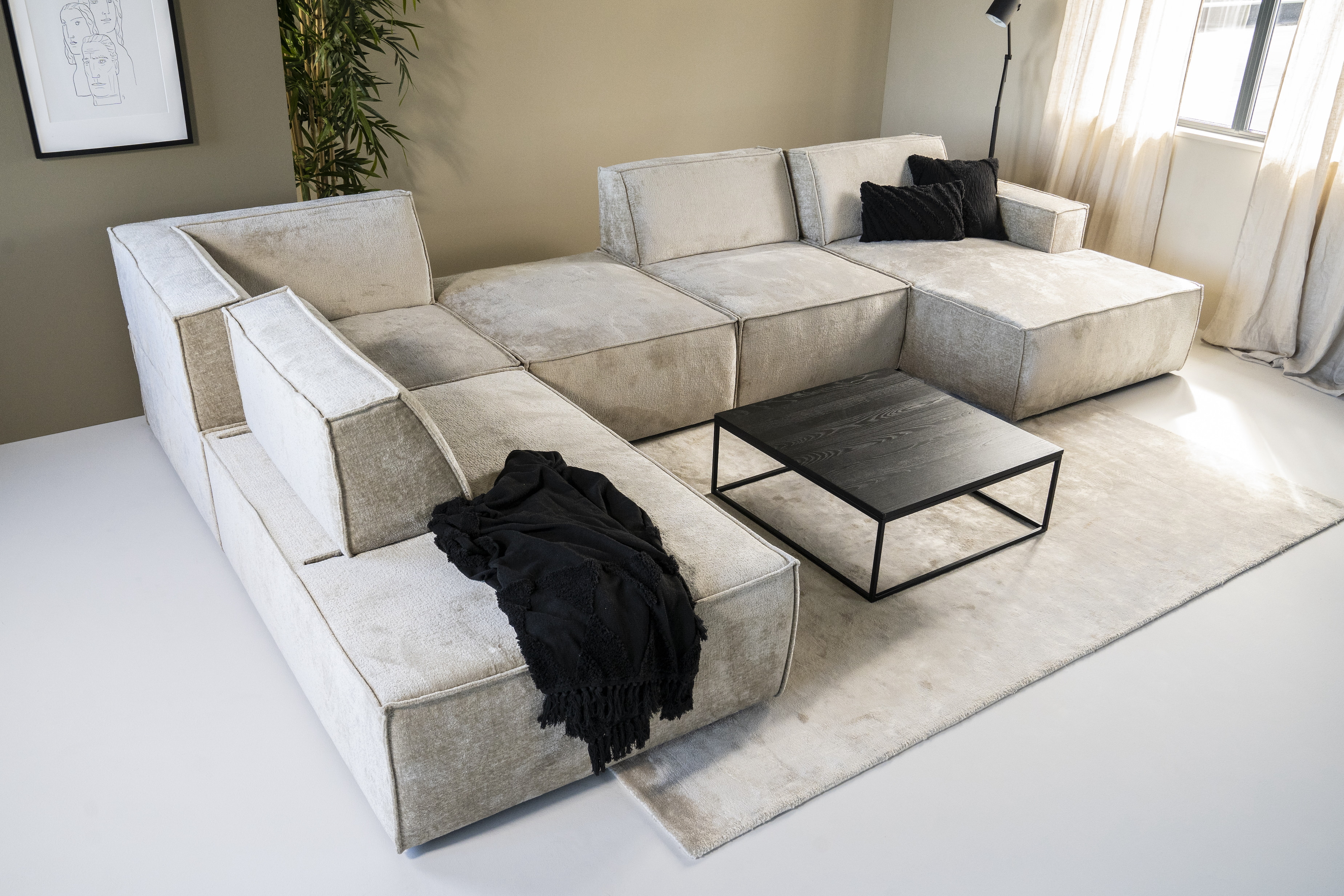 SEVN Hoekbank 'Tori' Links, 404cm, kleur Beige