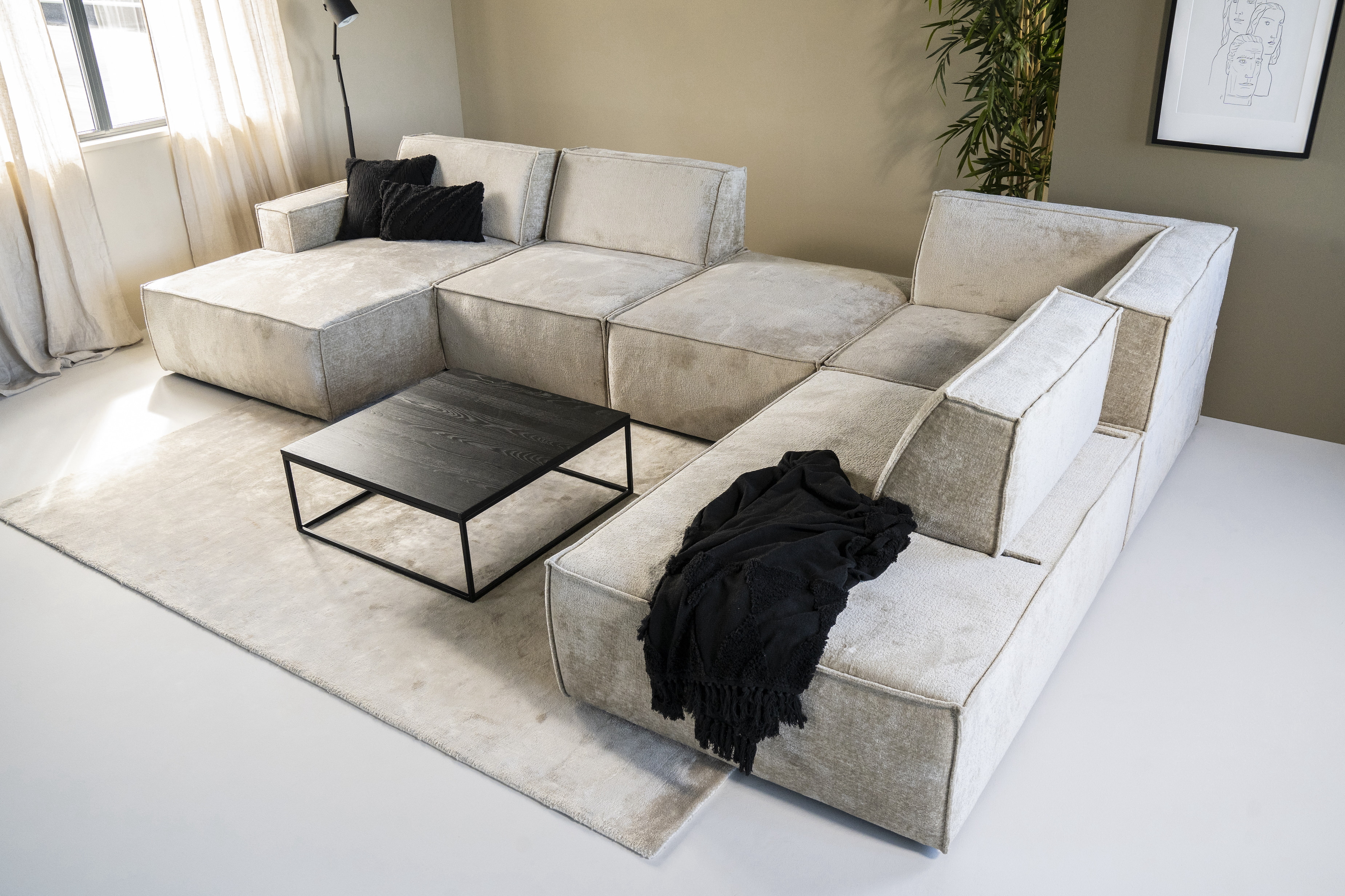 SEVN Hoekbank 'Tori' Rechts, 404cm, kleur Beige