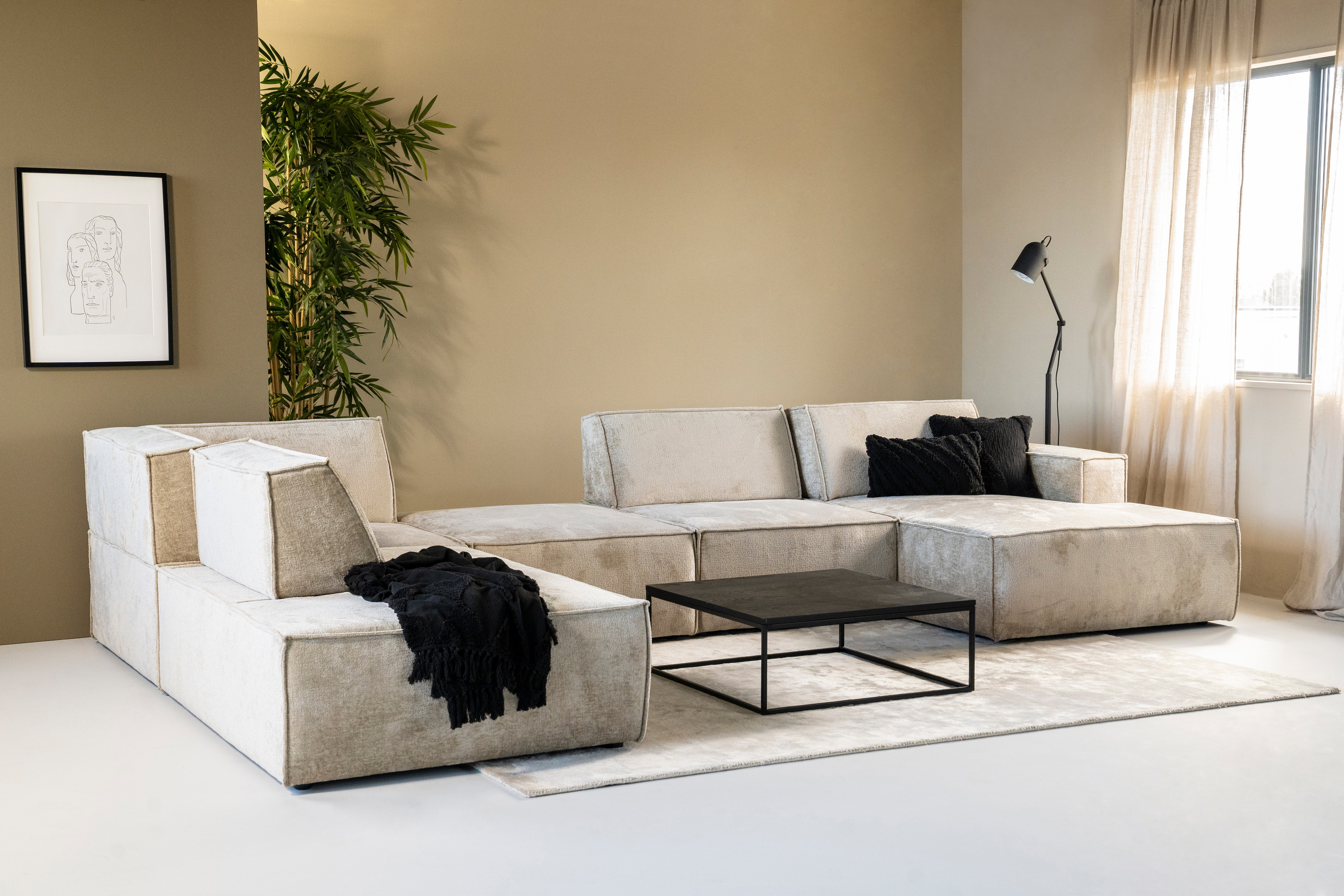 SEVN Hoekbank 'Tori' Links, 404cm, kleur Beige