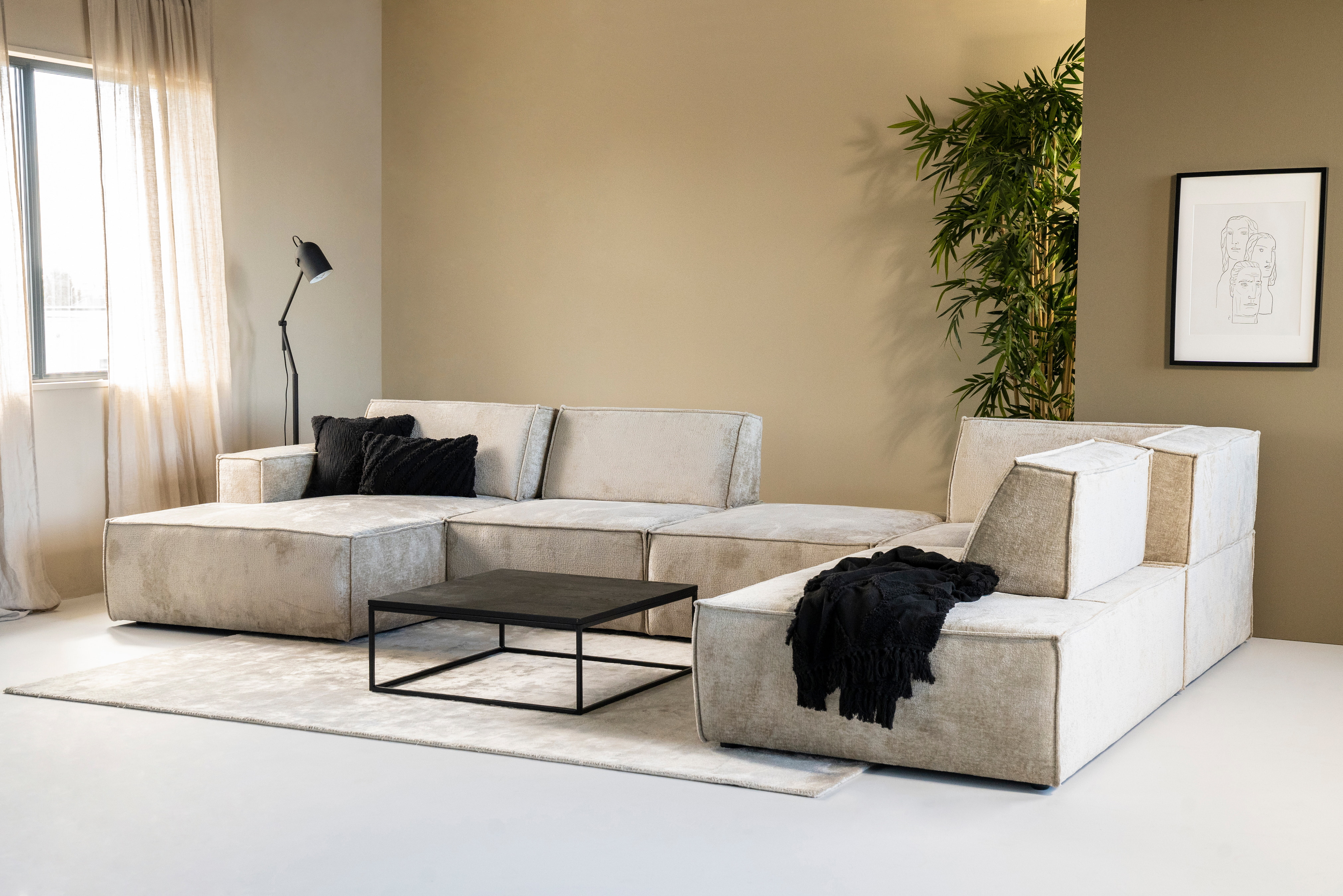 SEVN Hoekbank 'Tori' Rechts, 404cm, kleur Beige