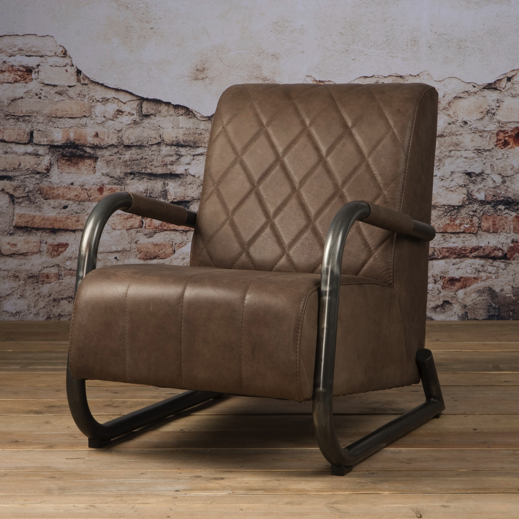 Tower Living fauteuil 'Ranch' Leder, kleur Danza Taupe Tower Living fauteuil 'Ranch' Leder, kleur Danza Taupe
