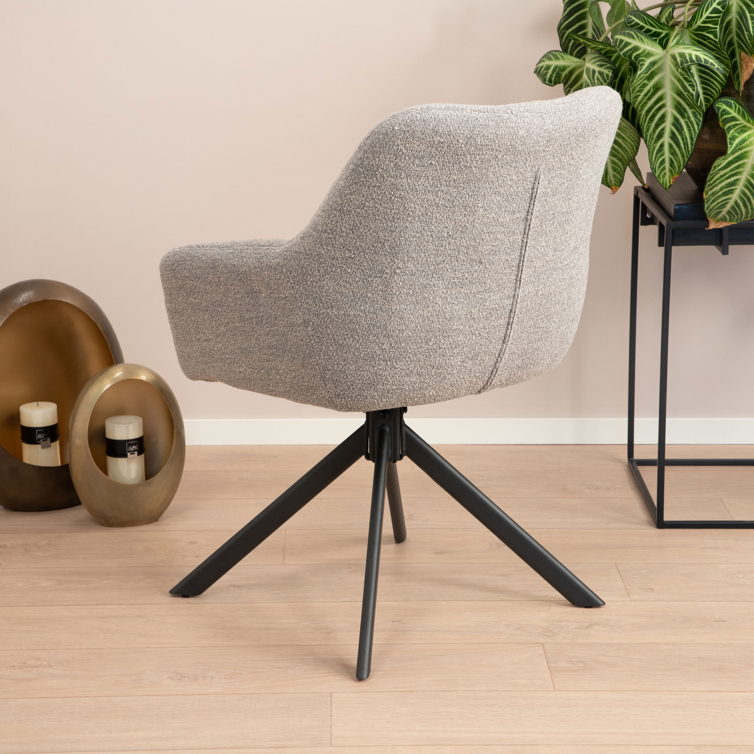 Sohome Draaibare Eetkamerstoel 'Almar' Bouclé, kleur Lichtgrijs