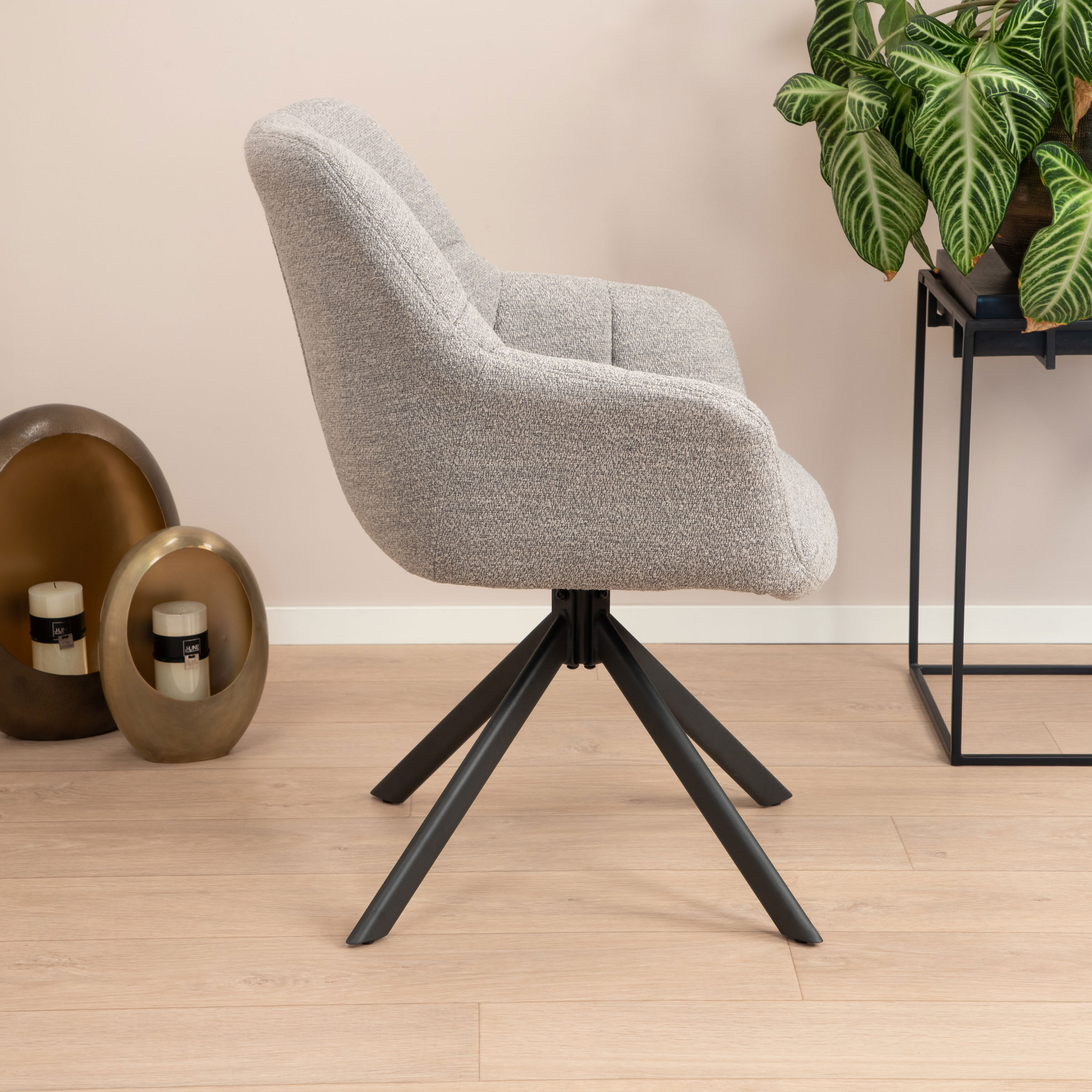 Sohome Draaibare Eetkamerstoel 'Almar' Bouclé, kleur Lichtgrijs