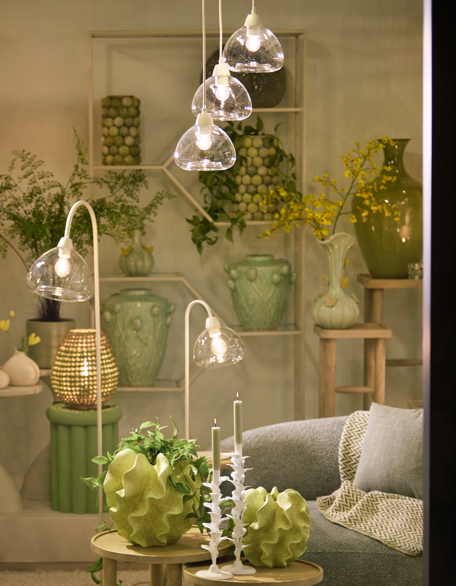 Light & Living Vloerlamp 'Bisho' 160cm, kleur Crème