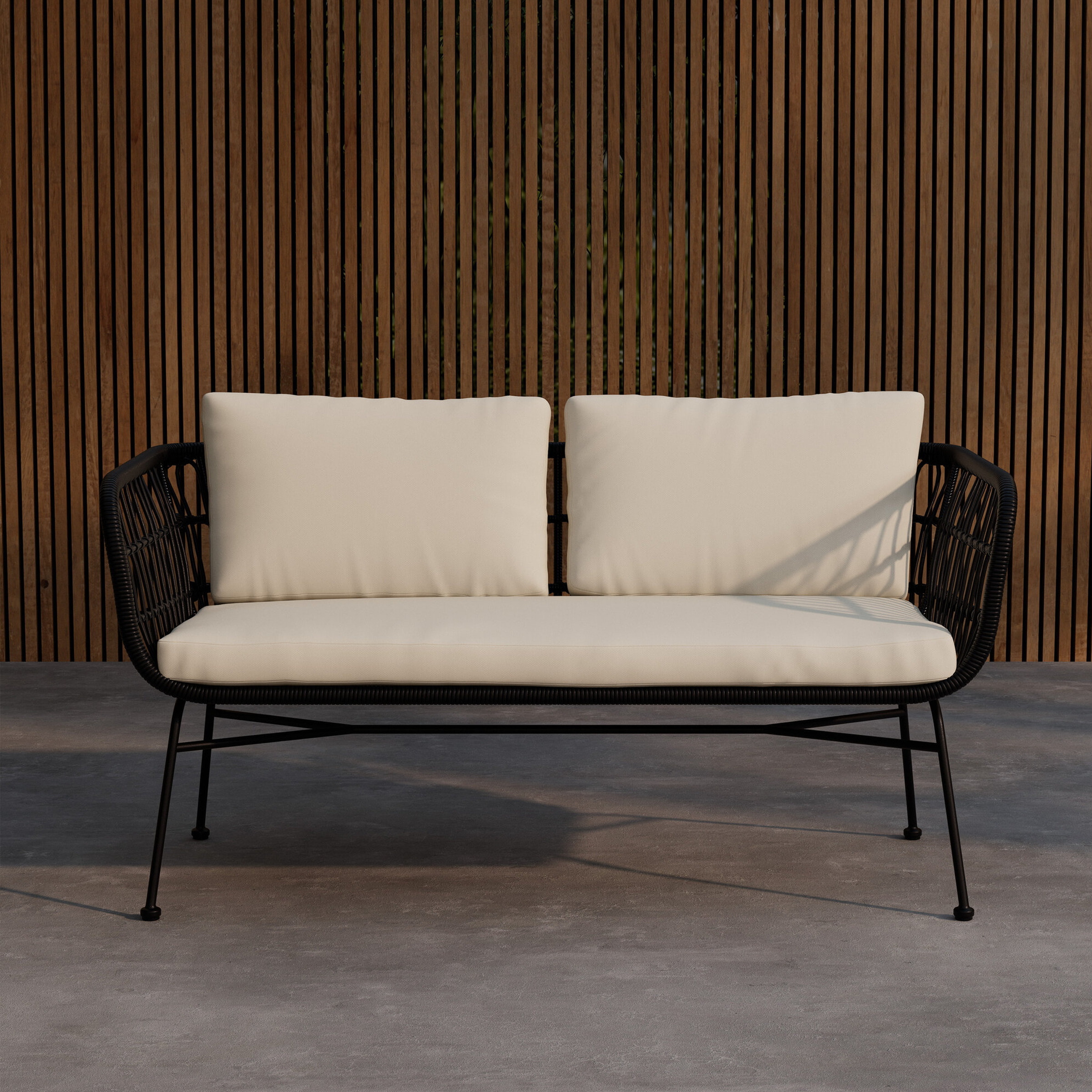 Nohr 3-zits Tuinbank Marison Rattan, 140cm - Zwart