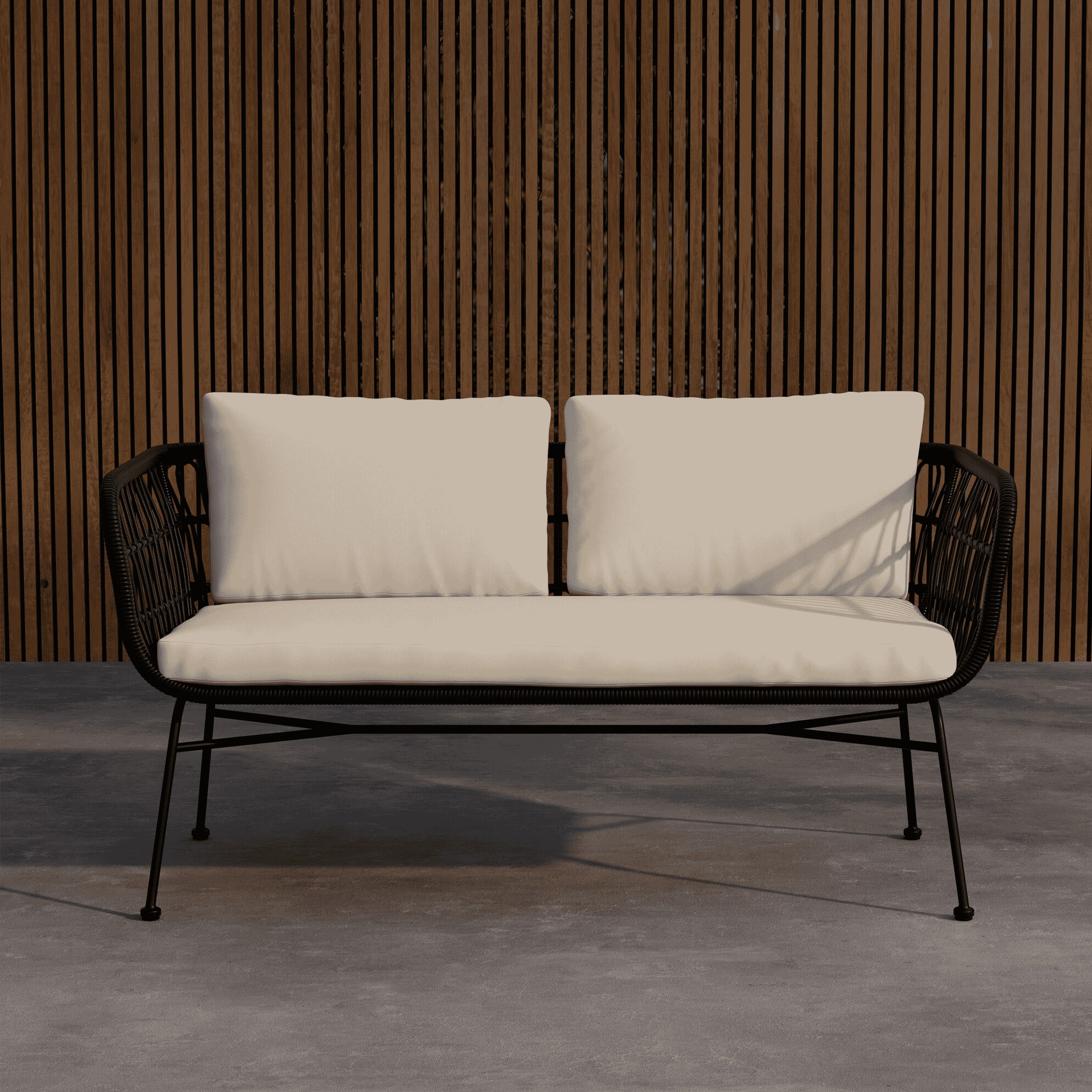 Nohr 3-zits Tuinbank 'Marison' Rattan, 140cm, kleur Zwart