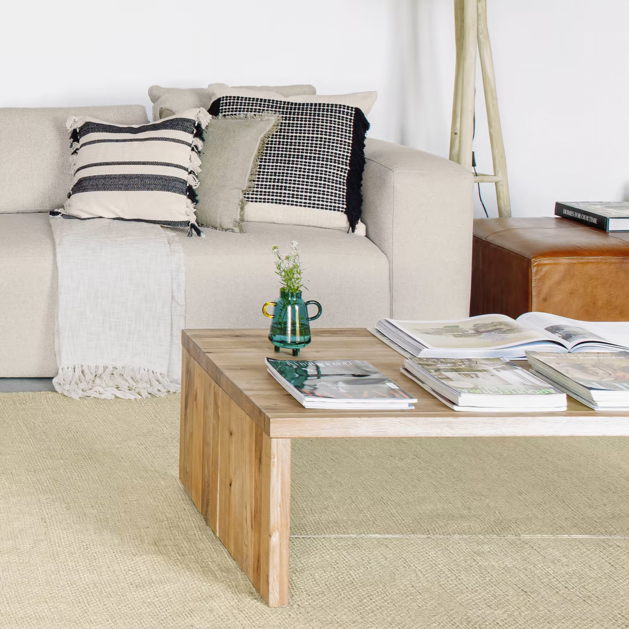 Kave Home Salontafel 'Tulsi' Eiken / glas, 120 x 70cm