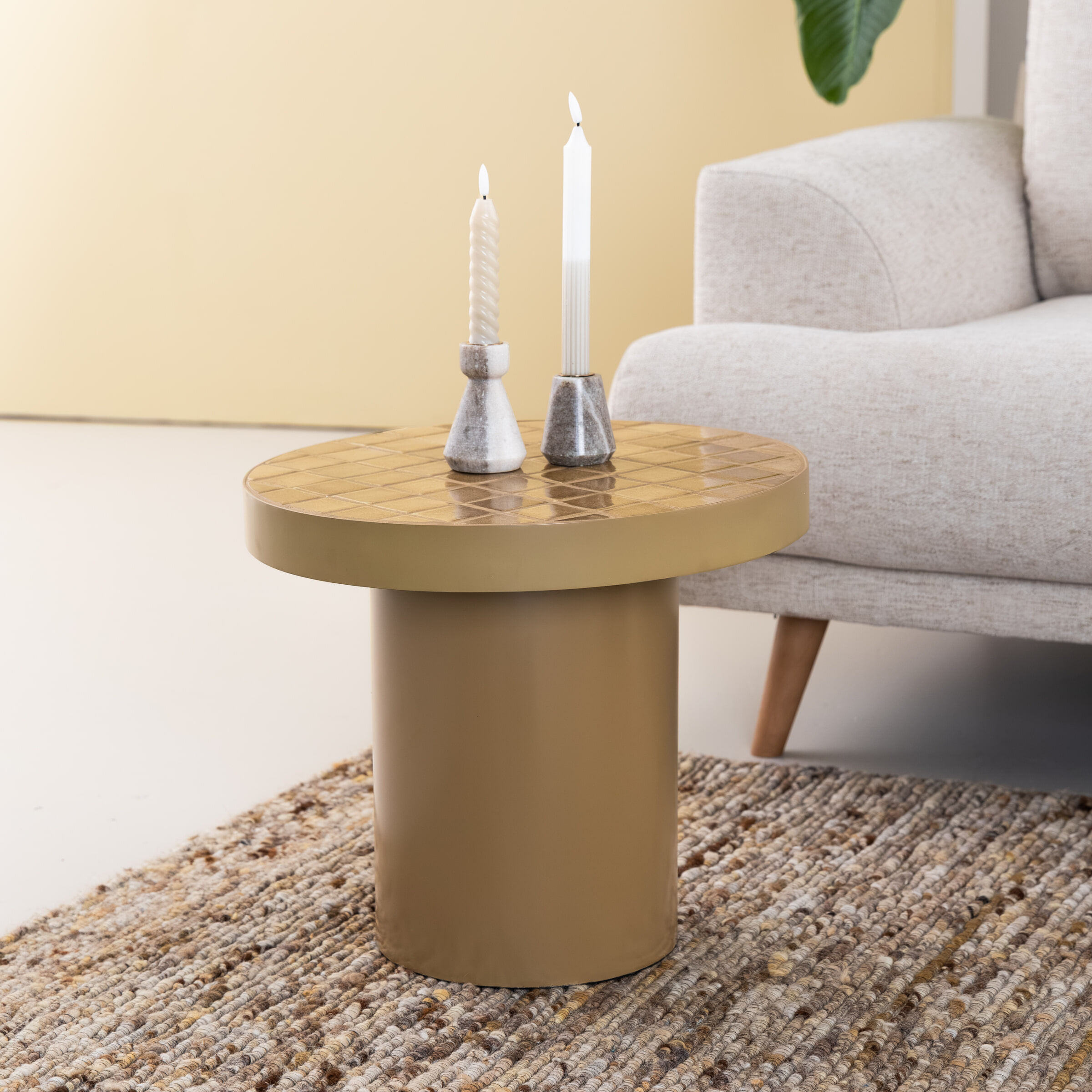 Brix Ronde Bijzettafel Tylo Keramiek, 46cm - Camel