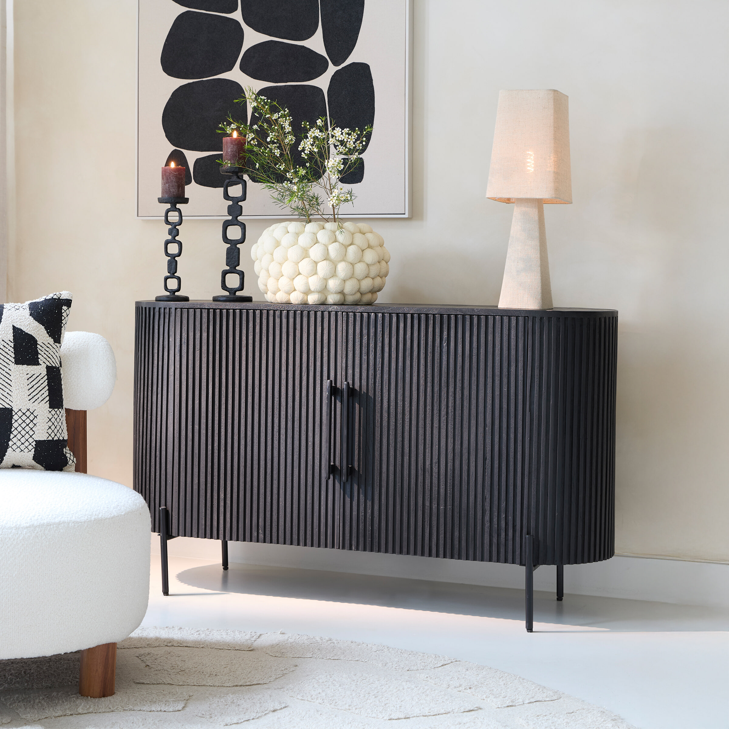 Light & Living Dressoir 'Dumosi' Mangohout, 140cm, kleur Zwart
