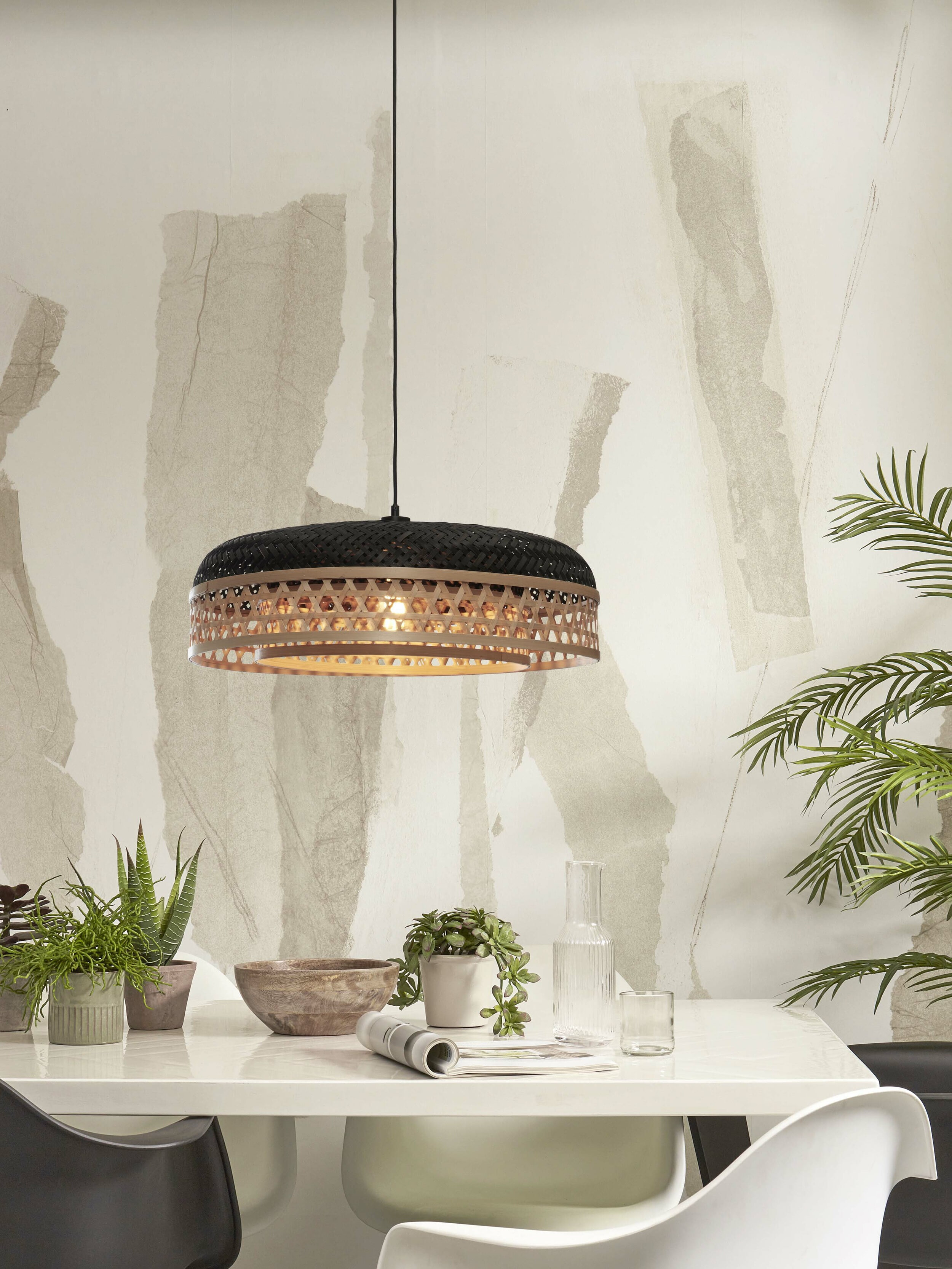 GOOD&MOJO Hanglamp 'Ubud' Bamboe, 60cm, kleur Zwart/Naturel