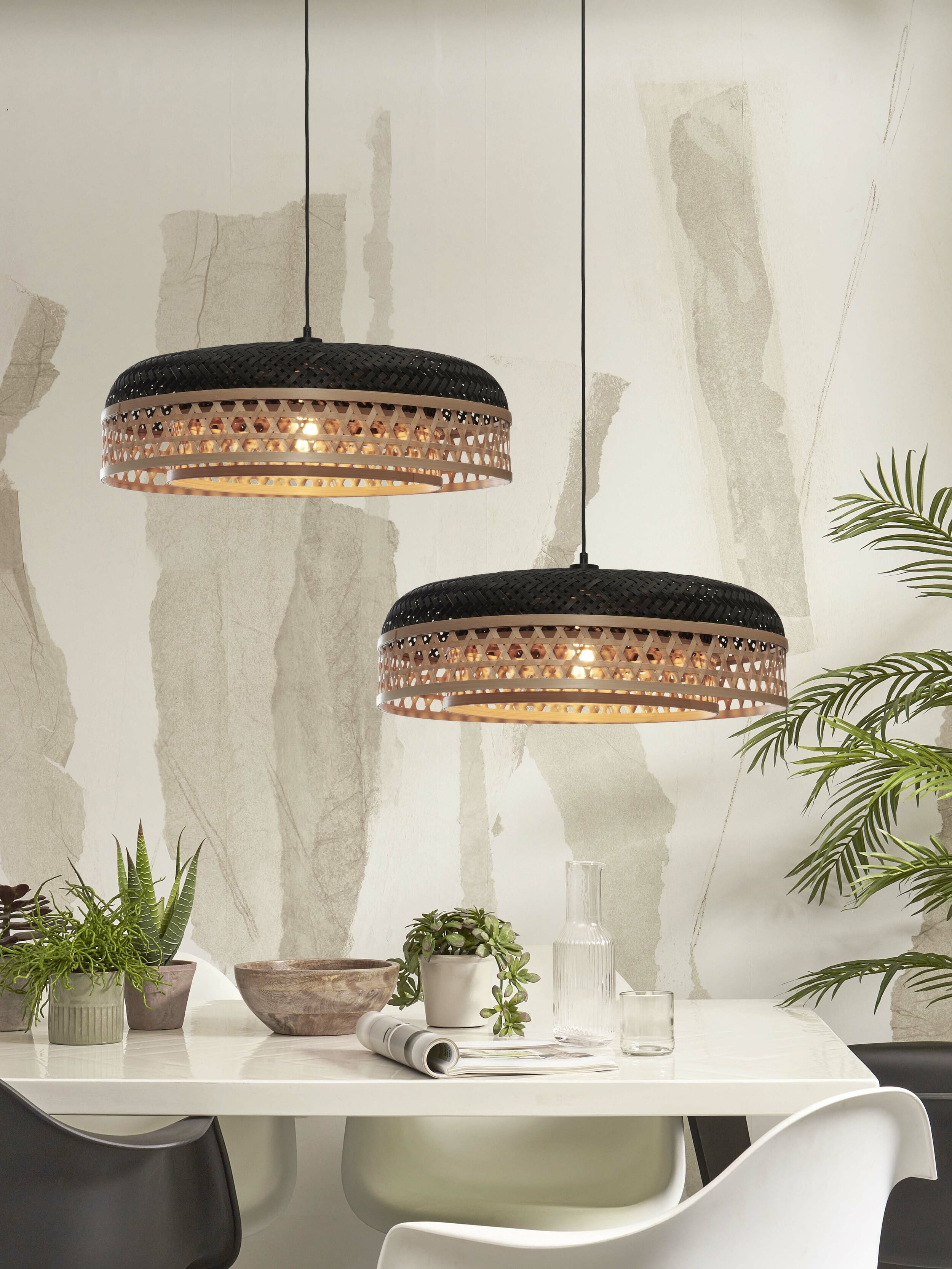 GOOD&MOJO Hanglamp 'Ubud' Bamboe, 60cm, kleur Zwart/Naturel