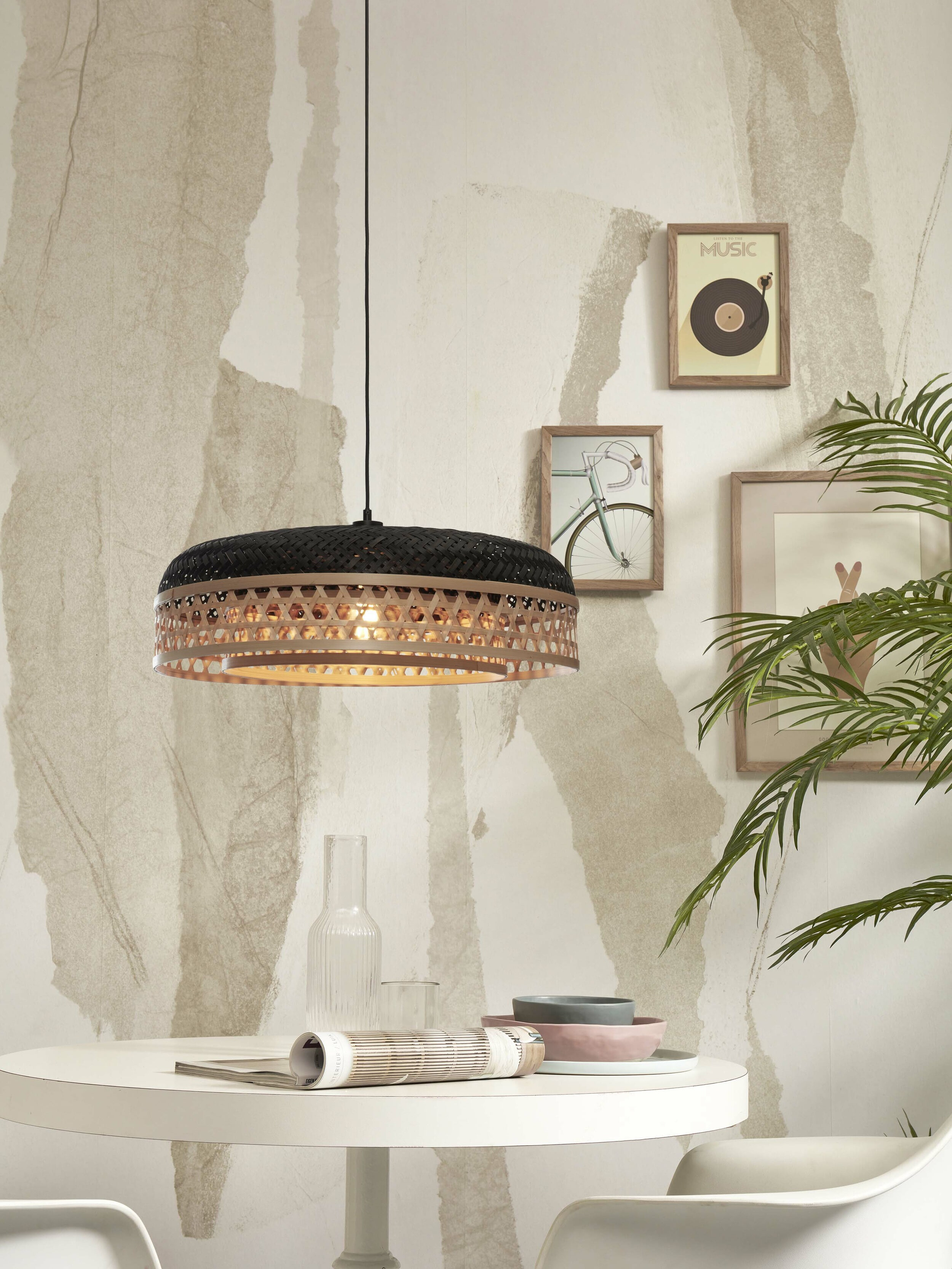 GOOD&MOJO Hanglamp 'Ubud' Bamboe, 60cm, kleur Zwart/Naturel