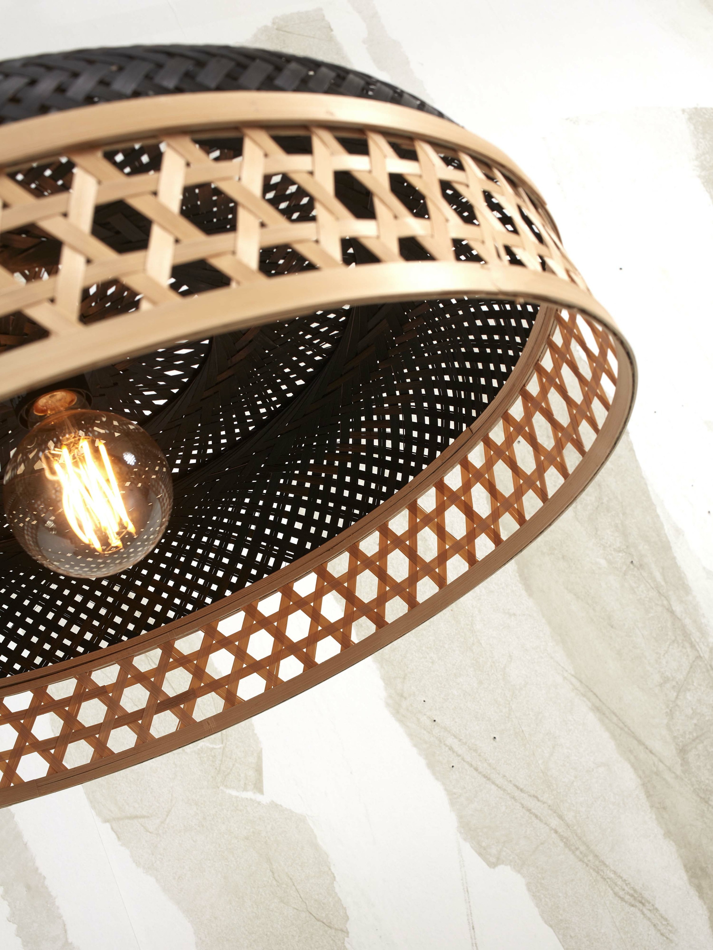 GOOD&MOJO Hanglamp 'Ubud' 2-lamps, Bamboe, kleur Zwart/Naturel