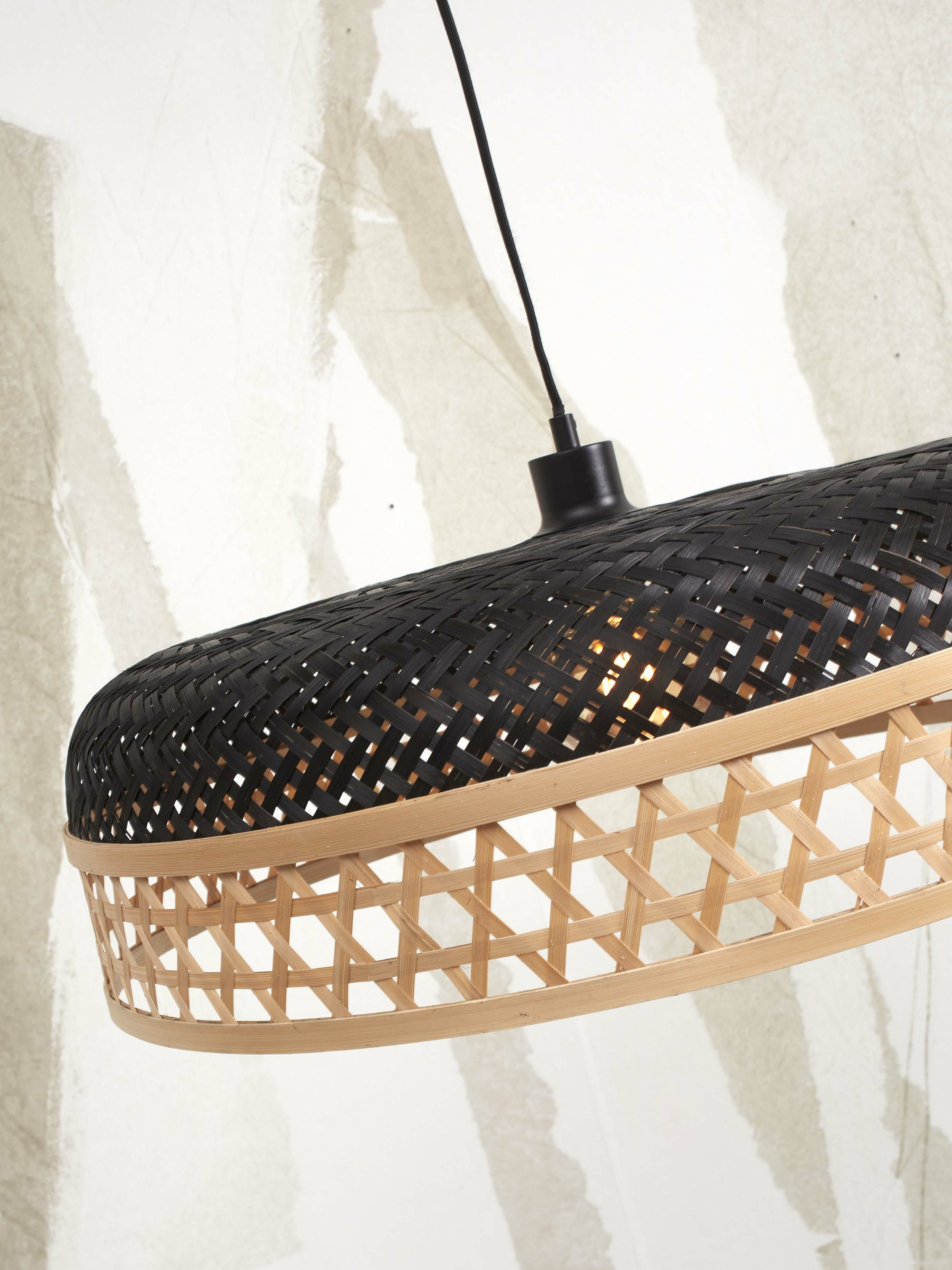 GOOD&MOJO Hanglamp 'Ubud' 2-lamps, Bamboe, kleur Zwart/Naturel