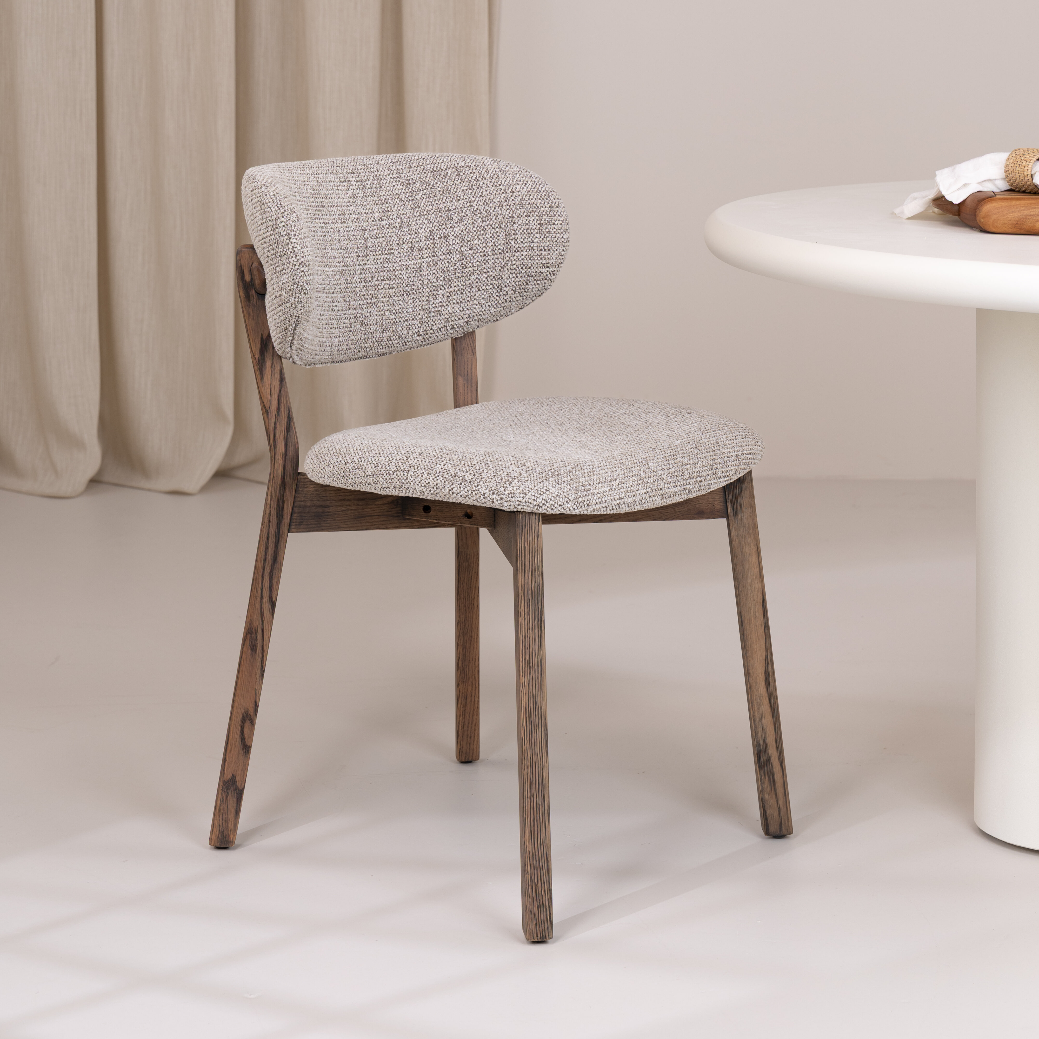 WOOOD Eetkamerstoel Udar Geweven stof - Donkerbruin