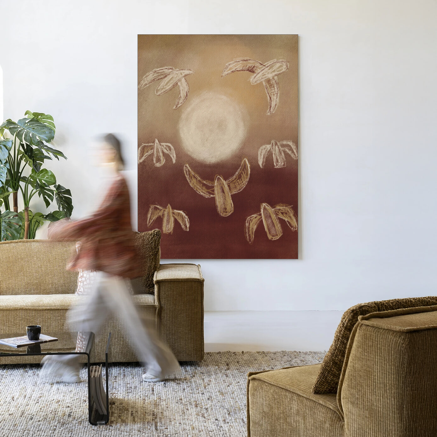 Urban Cotton Wandkleed 'Birds By Night' in maat en frame naar keuze