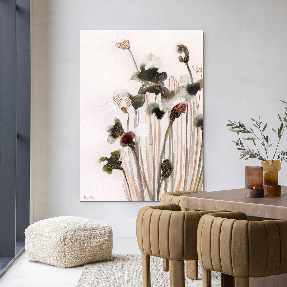 Urban Cotton Wandkleed 'Pastel Flowers 2' in maat en frame naar keuze