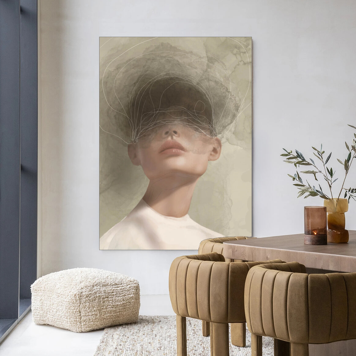 Urban Cotton Wandkleed 'Blind Mist' in maat en frame naar keuze