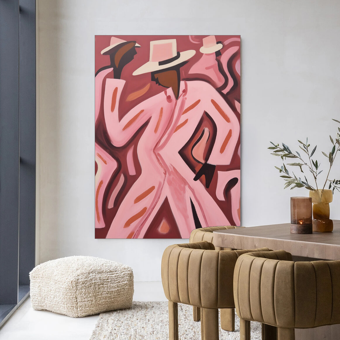 Urban Cotton Wandkleed 'Boogie Woogie' 80 x 110cm in Frame  - black