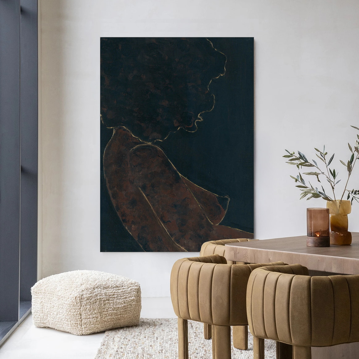 Urban Cotton Wandkleed 'Cococure' 110 x 145cm in Frame - black