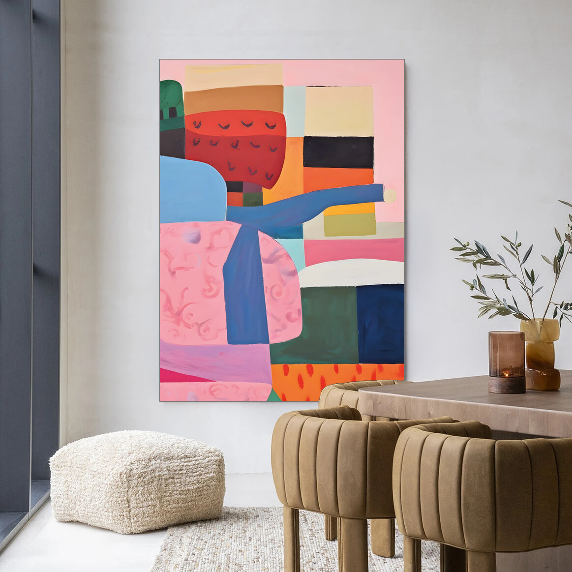 Urban Cotton Wandkleed 'Colour Stacking' in maat en frame naar keuze