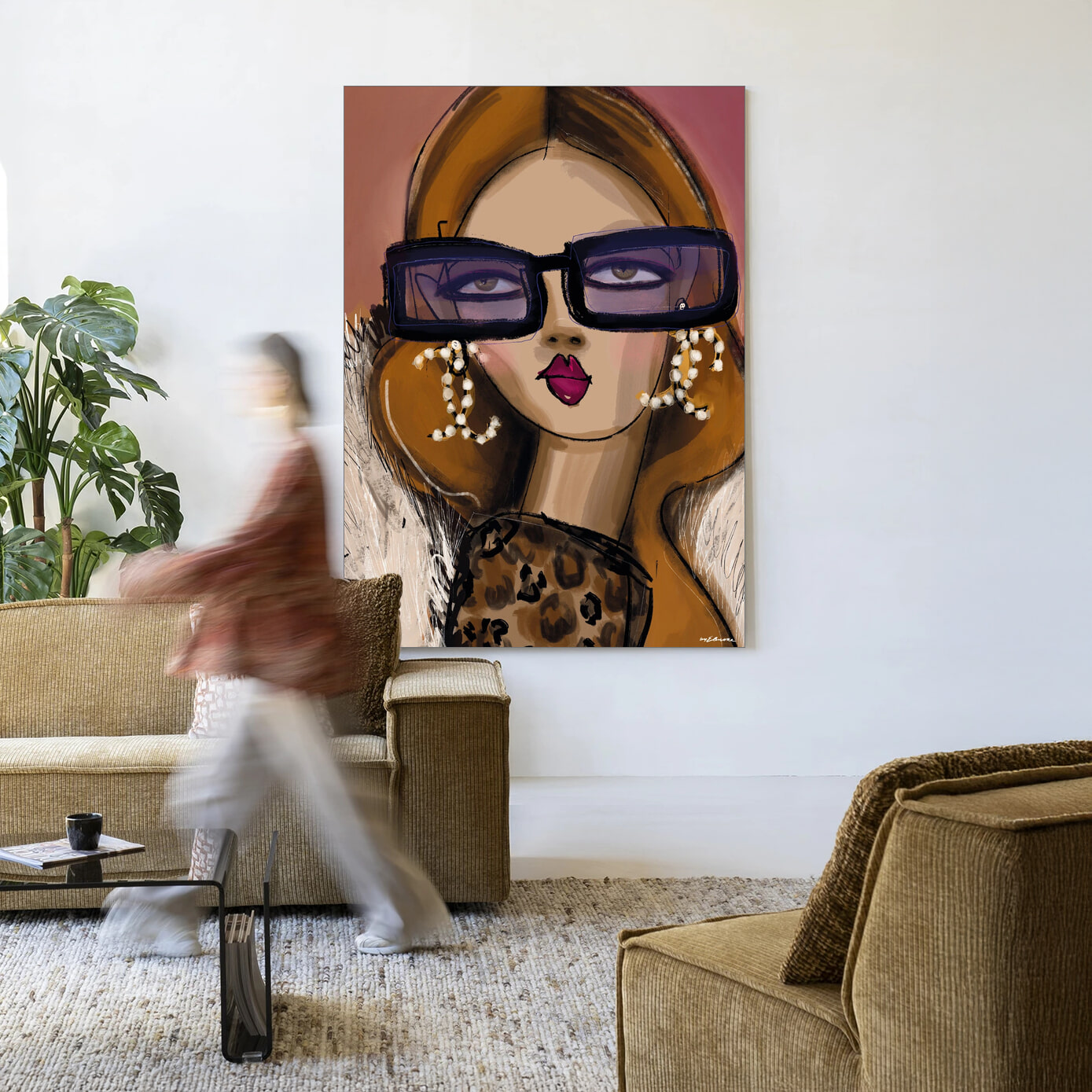 Urban Cotton Wandkleed 'Diva' in maat en frame naar keuze