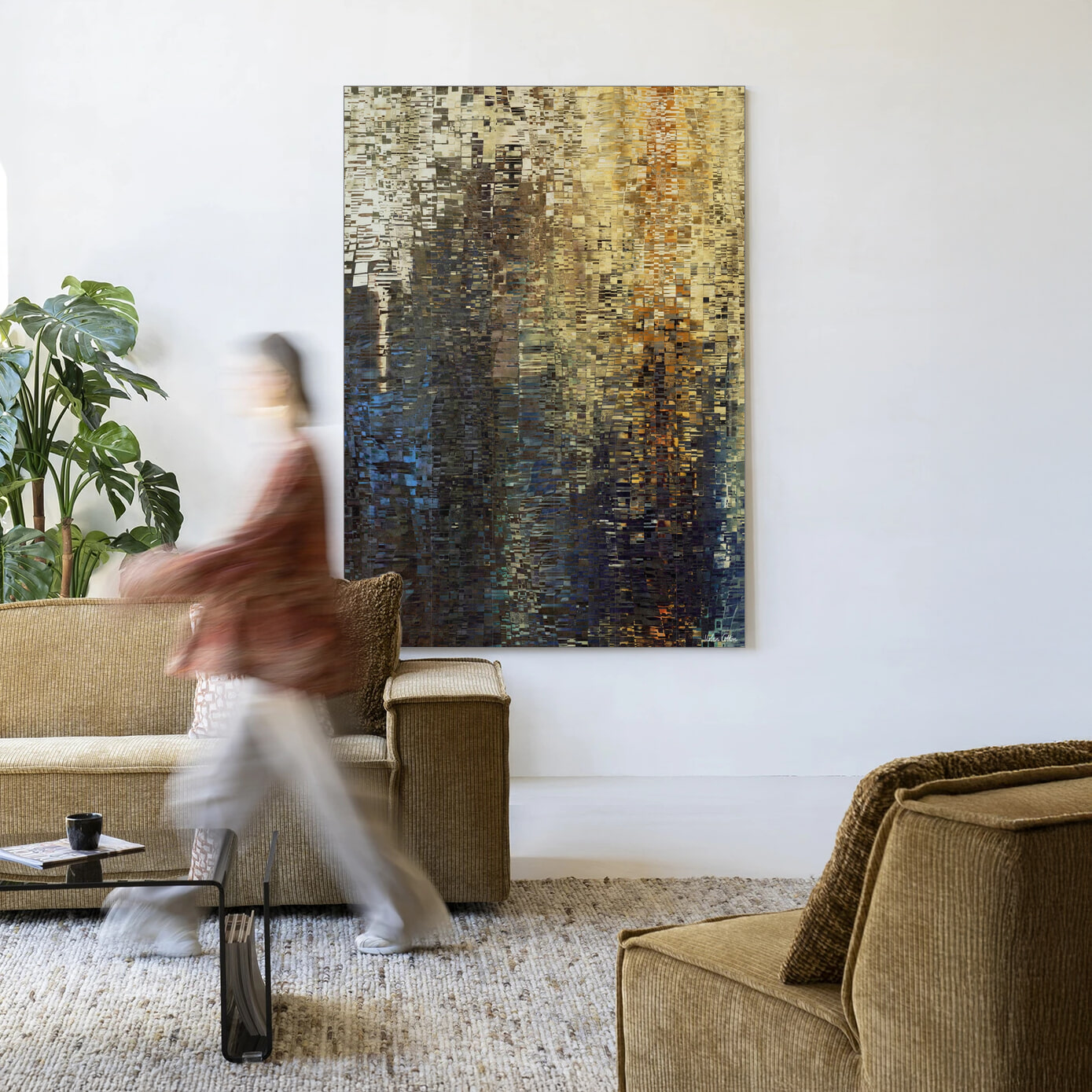 Urban Cotton Wandkleed Drops 80 x 110cm in Frame - black