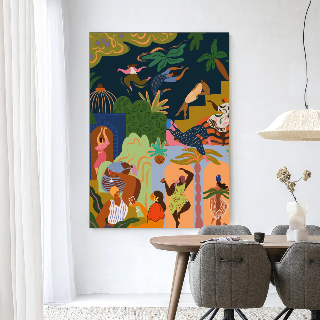 Urban Cotton Wandkleed 'Fiesta' in maat en frame naar keuze