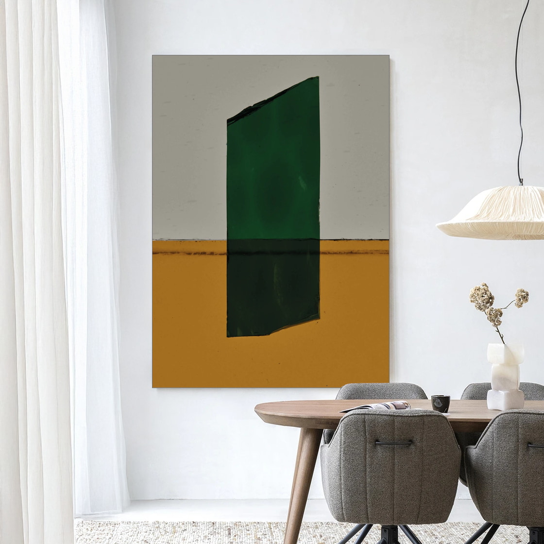 Urban Cotton Wandkleed 'Geen Mosgroen' 145 x 190cm in Frame - black
