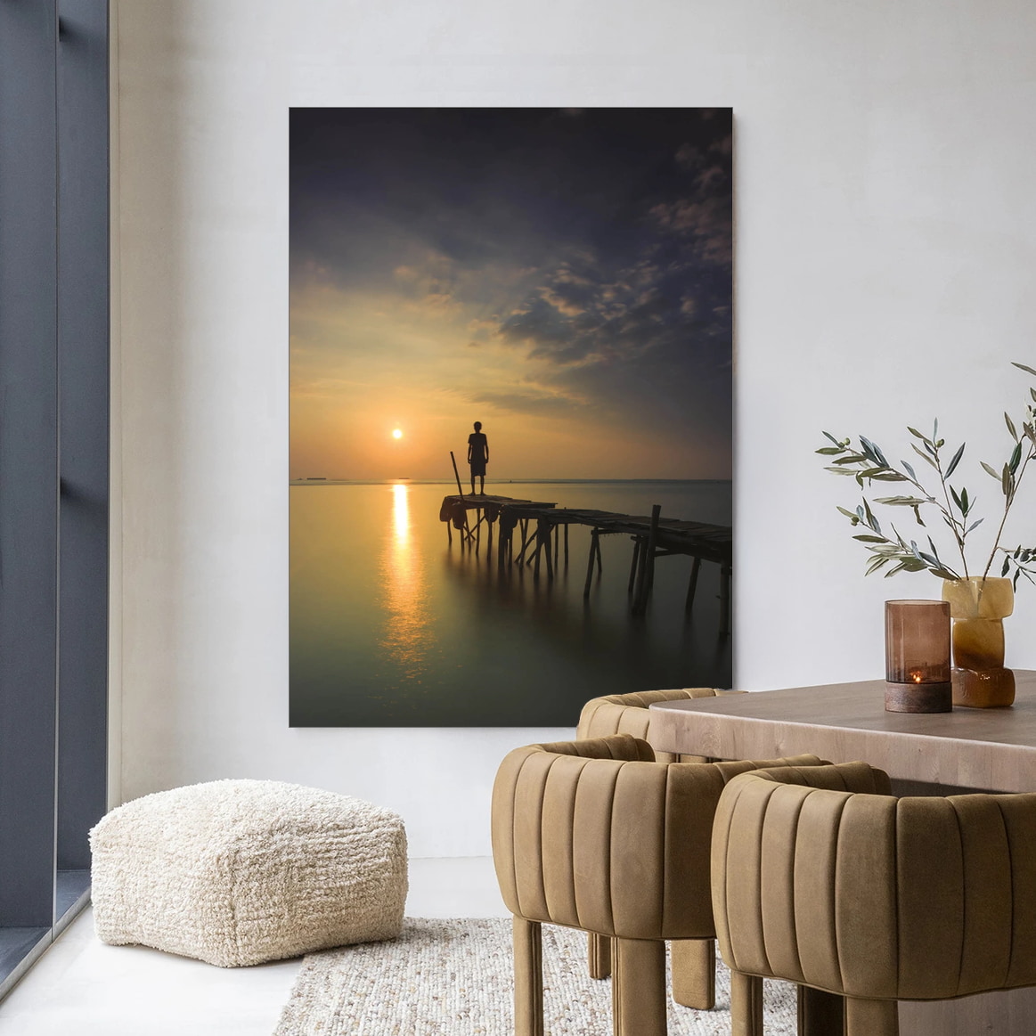 Urban Cotton Wandkleed 'Good Morning Cirebon' 145 x 190cm in Frame - black