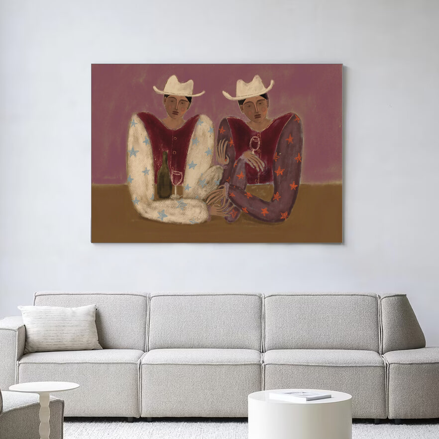 Urban Cotton Wandkleed 'Good Ranch Talk' 80 x 110cm in Frame  - black