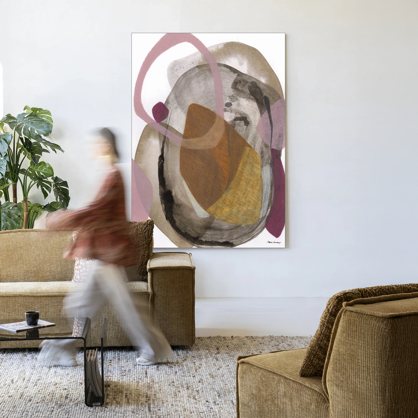 Urban Cotton Wandkleed 'Gravity' 80 x 110cm in Frame - black