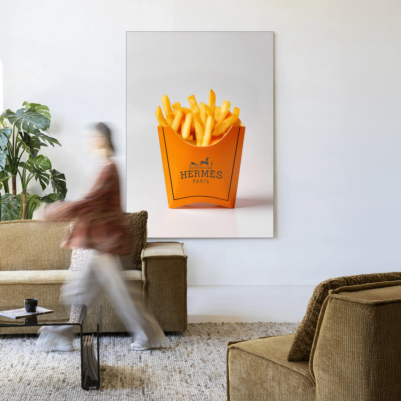 Urban Cotton Wandkleed Hermes Fries in maat en frame naar keuze