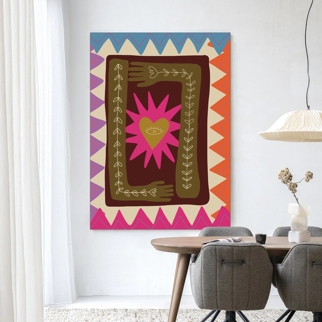 Urban Cotton Wandkleed 'Hug' 80 x 110cm in Frame  - black