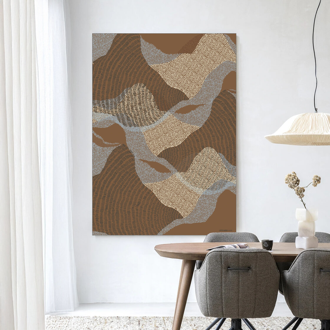 Urban Cotton Wandkleed 'La Ondas 1' in maat en frame naar keuze