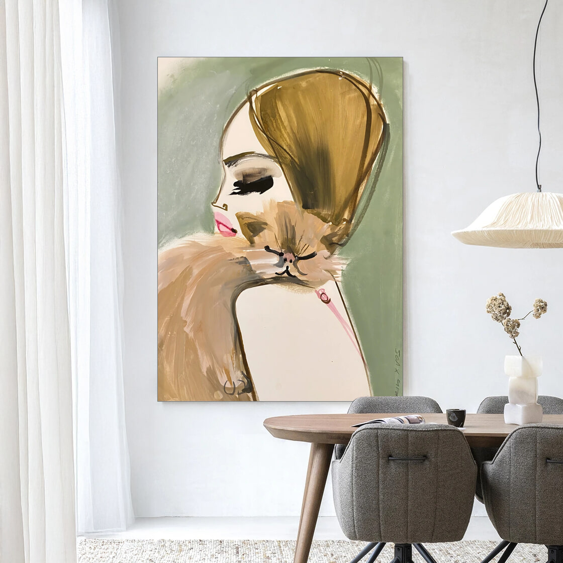 Urban Cotton Wandkleed 'Lily Rose Depp X Pumpkin' in maat en frame naar keuze