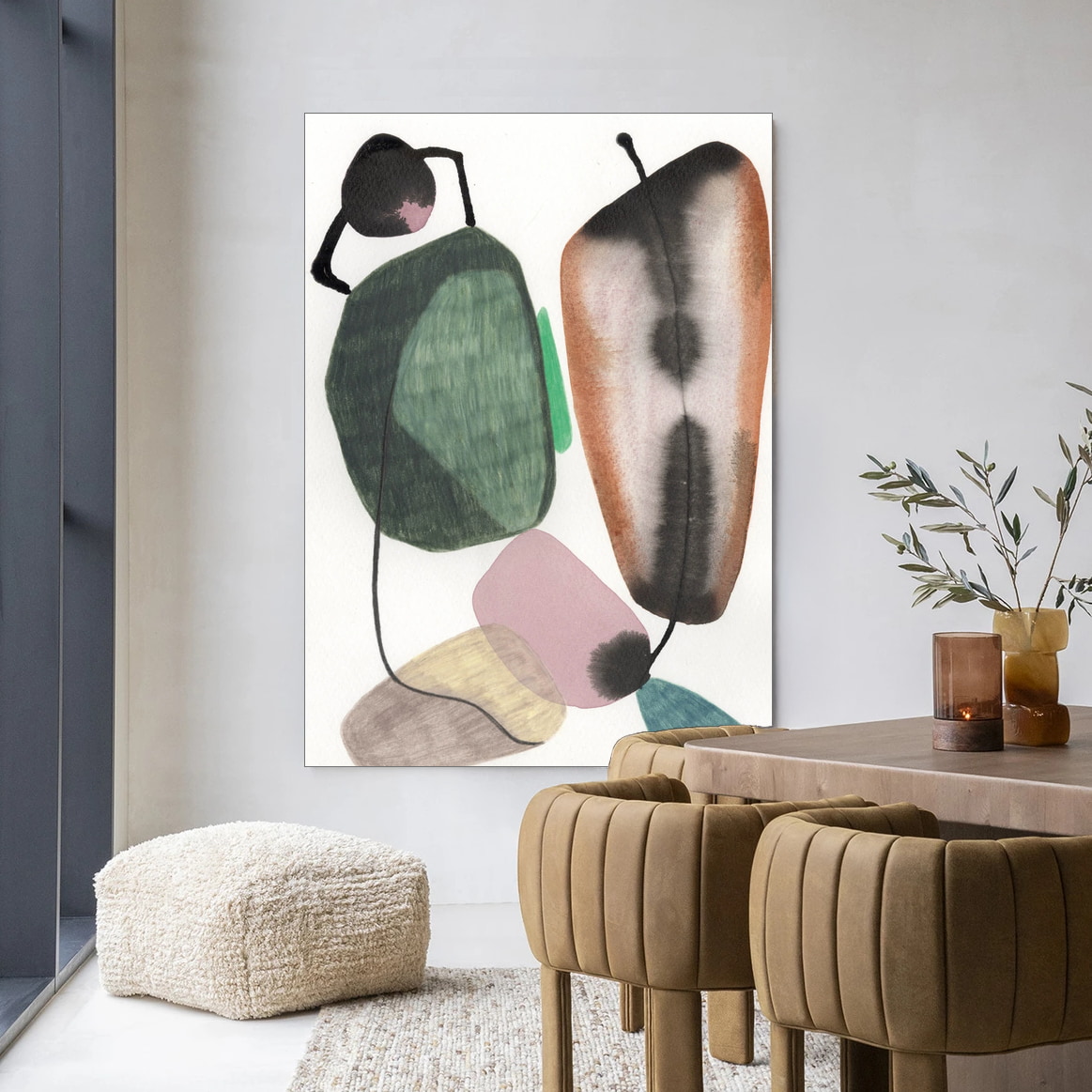 Urban Cotton Wandkleed 'Mobility' 80 x 110cm in Frame - black