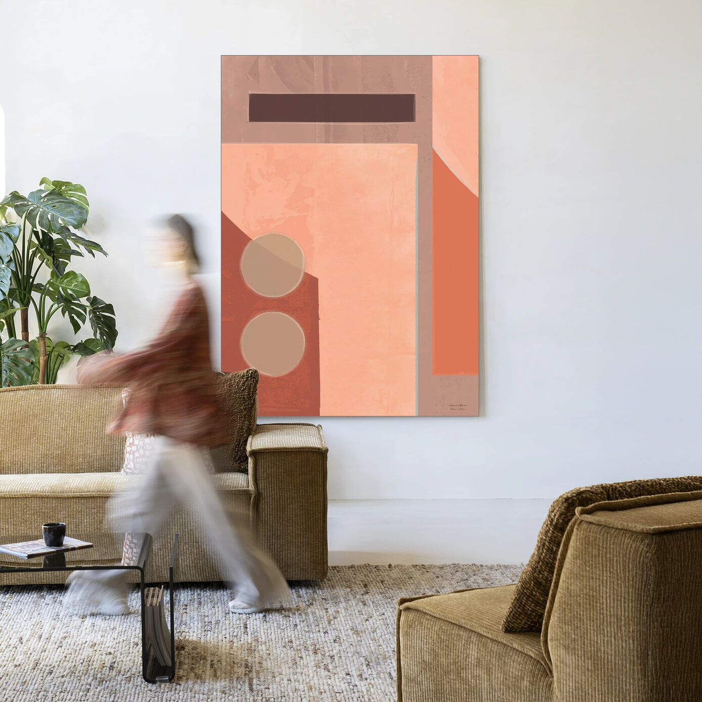 Urban Cotton Wandkleed 'Monolithic' 145 x 190cm in Frame - black